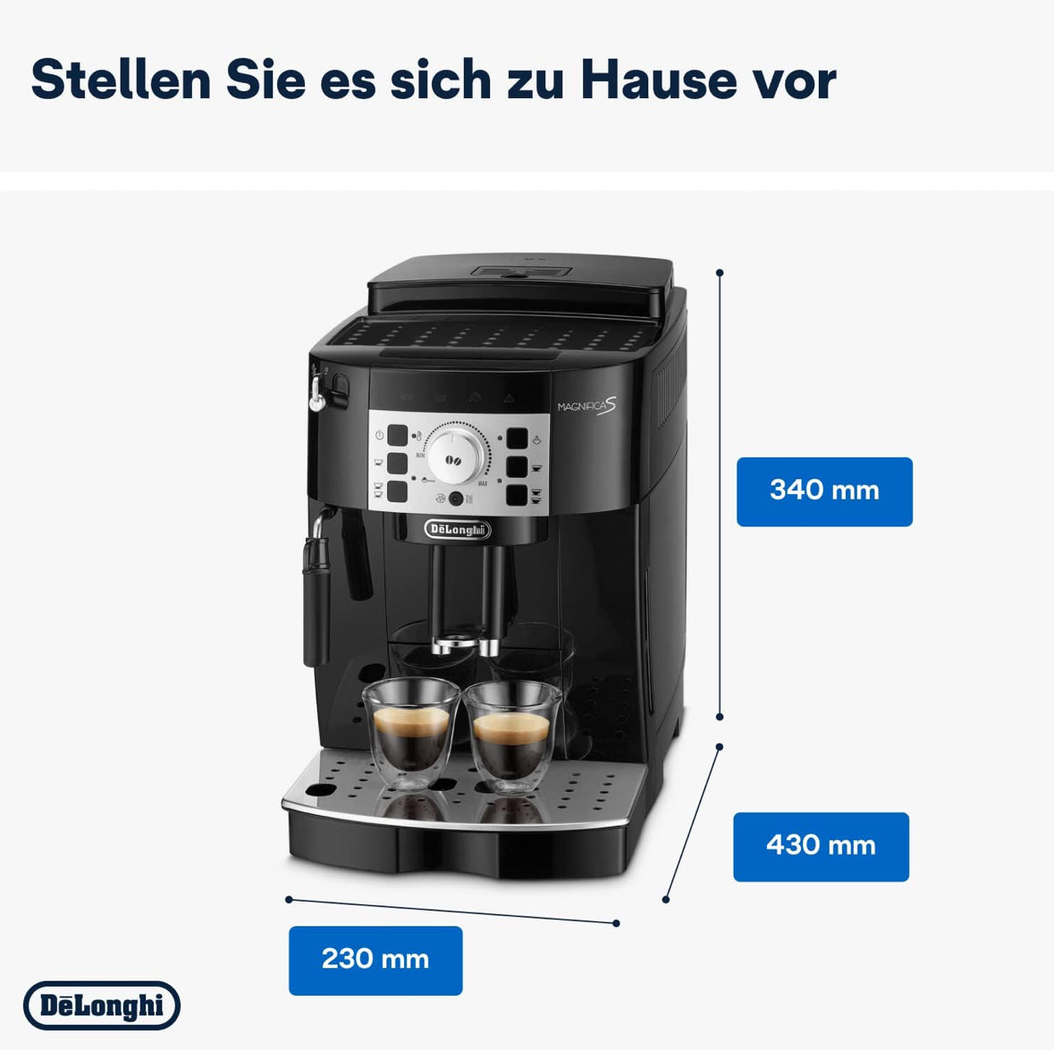 De'Longhi Magnifica S ECAM 22.110.B Kaffeevollautomat mit Milchaufschäumdüse für Cappuccino, mit Espresso Direktwahltasten und Drehregler, 2-Tassen-Funktion, 1,8 Liter Wassertank.(Gebraucht,Zustand sehr gut)