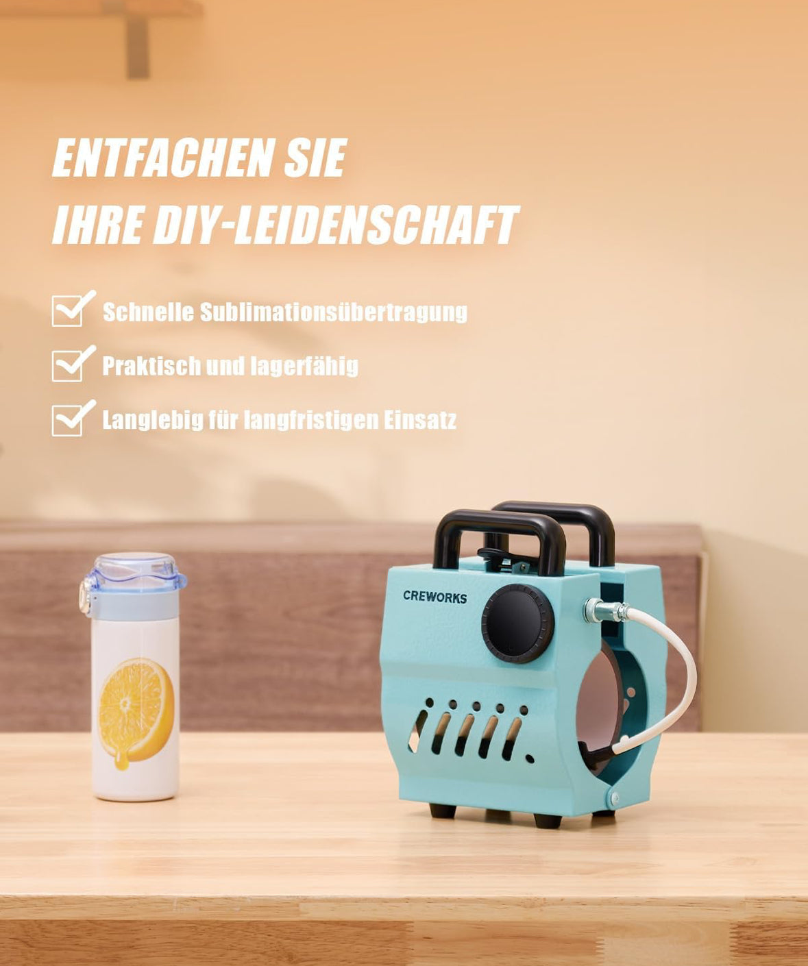 CREWORKS Mini Tassenpresse 9-15 oz Mug Sublimationspresse Mug Press Einstellbarer Zeittemperatur Tragbare Tassenpresse Maschine Becherpresse 265-440 ml Mugpresse Hitzepresse Heißpresse