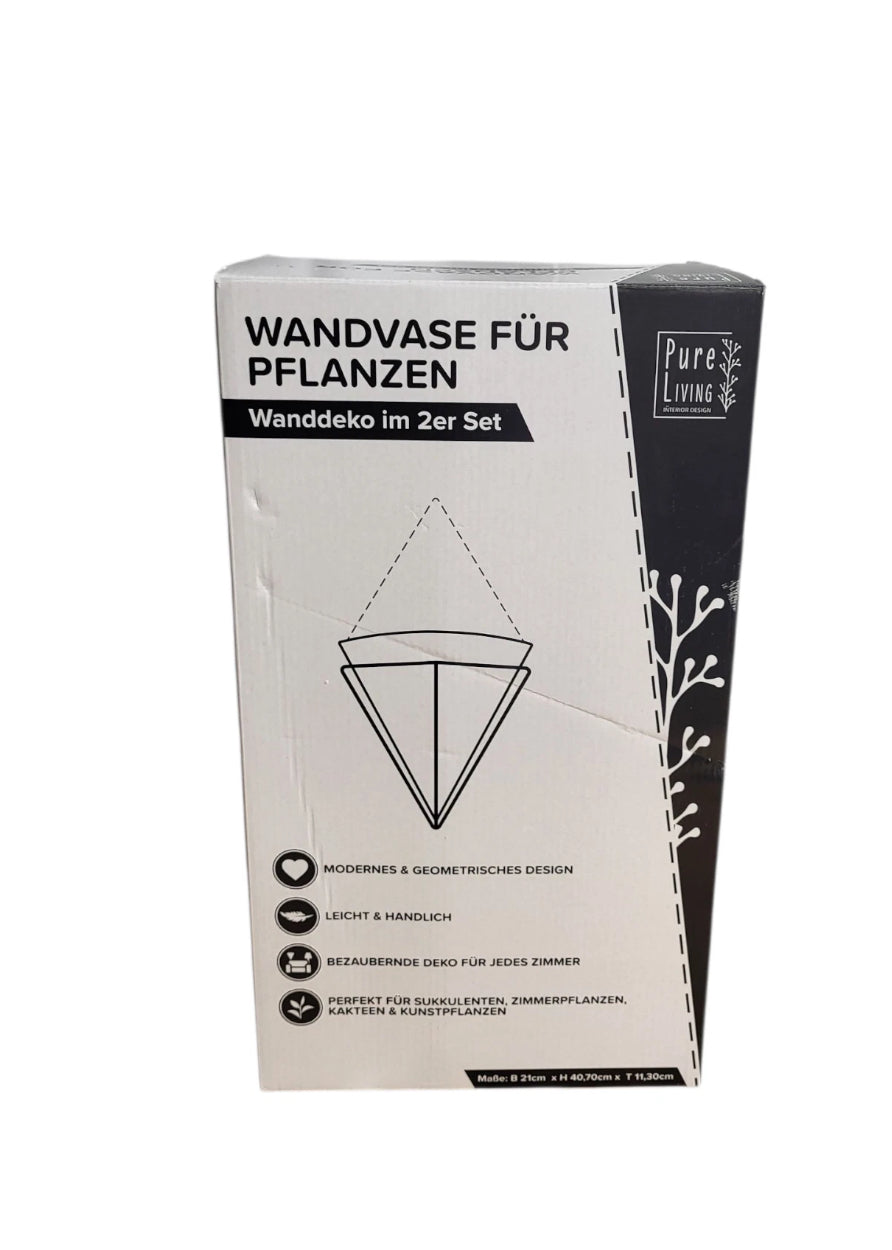 Wandvase Wanddeko für Pflanzen 2er Set 21 x 40,70 x 11,30cm