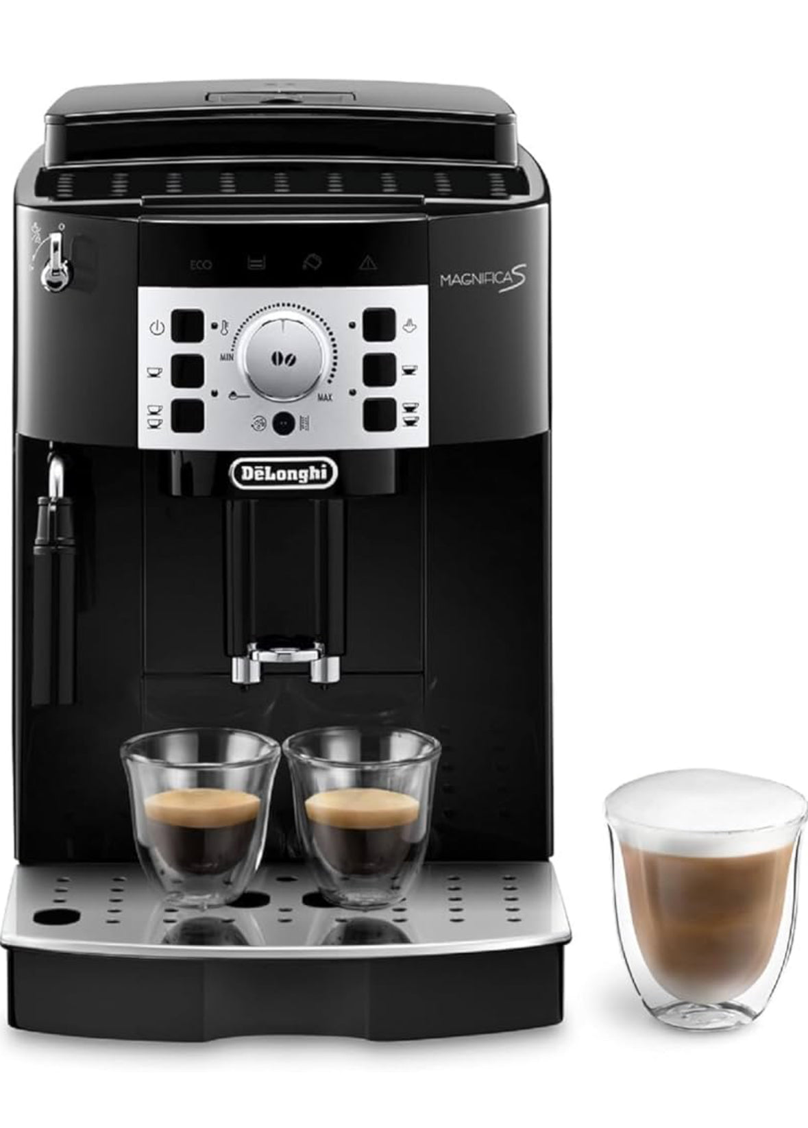 De'Longhi Magnifica S ECAM 22.110.B Kaffeevollautomat mit Milchaufschäumdüse für Cappuccino, mit Espresso Direktwahltasten und Drehregler, 2-Tassen-Funktion, 1,8 Liter Wassertank.(Gebraucht,Zustand sehr gut)