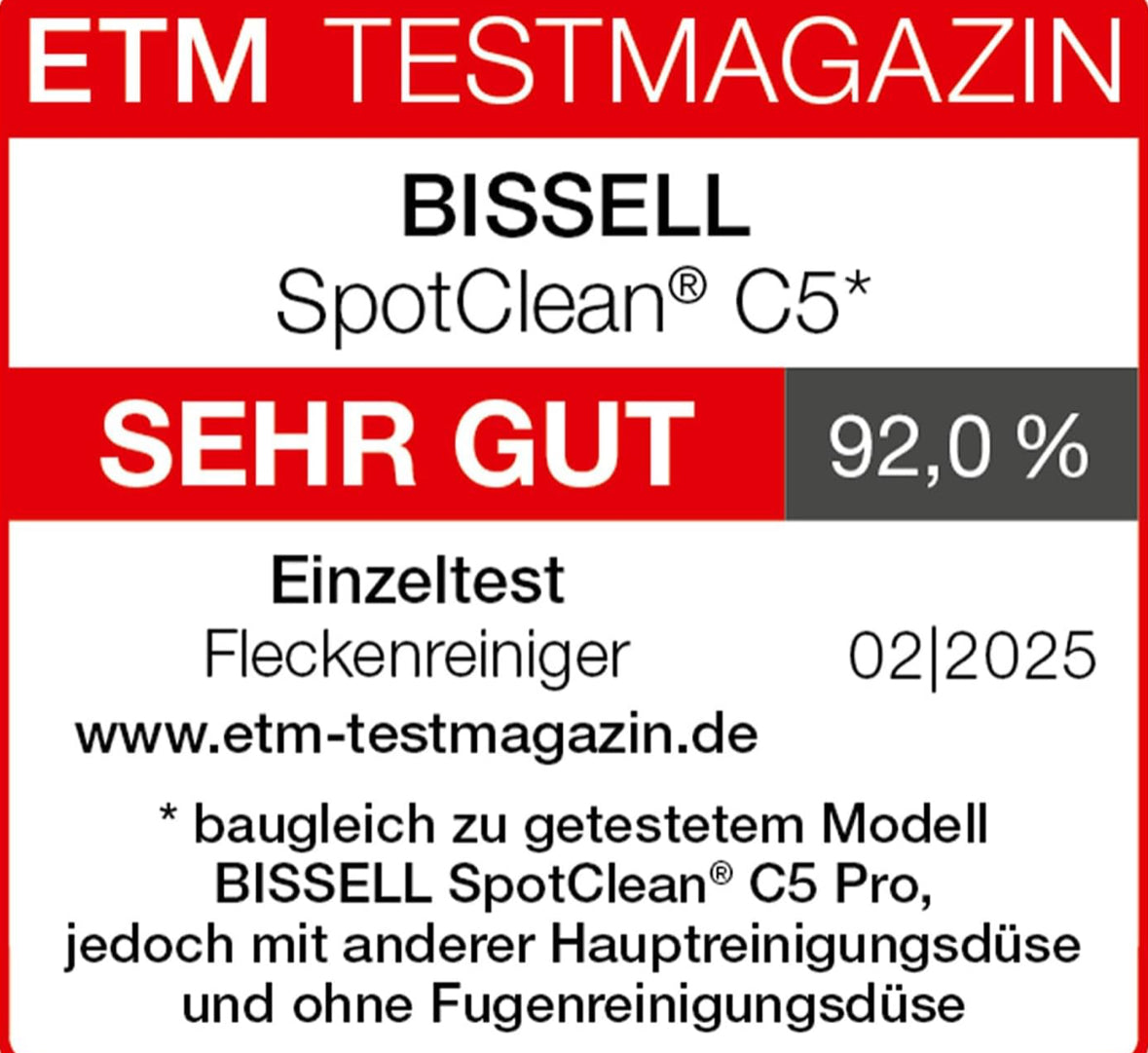 BISSELL SpotClean C5, Polsterreiniger Gerät, Teppichreiniger mit Triple Action System 3861N