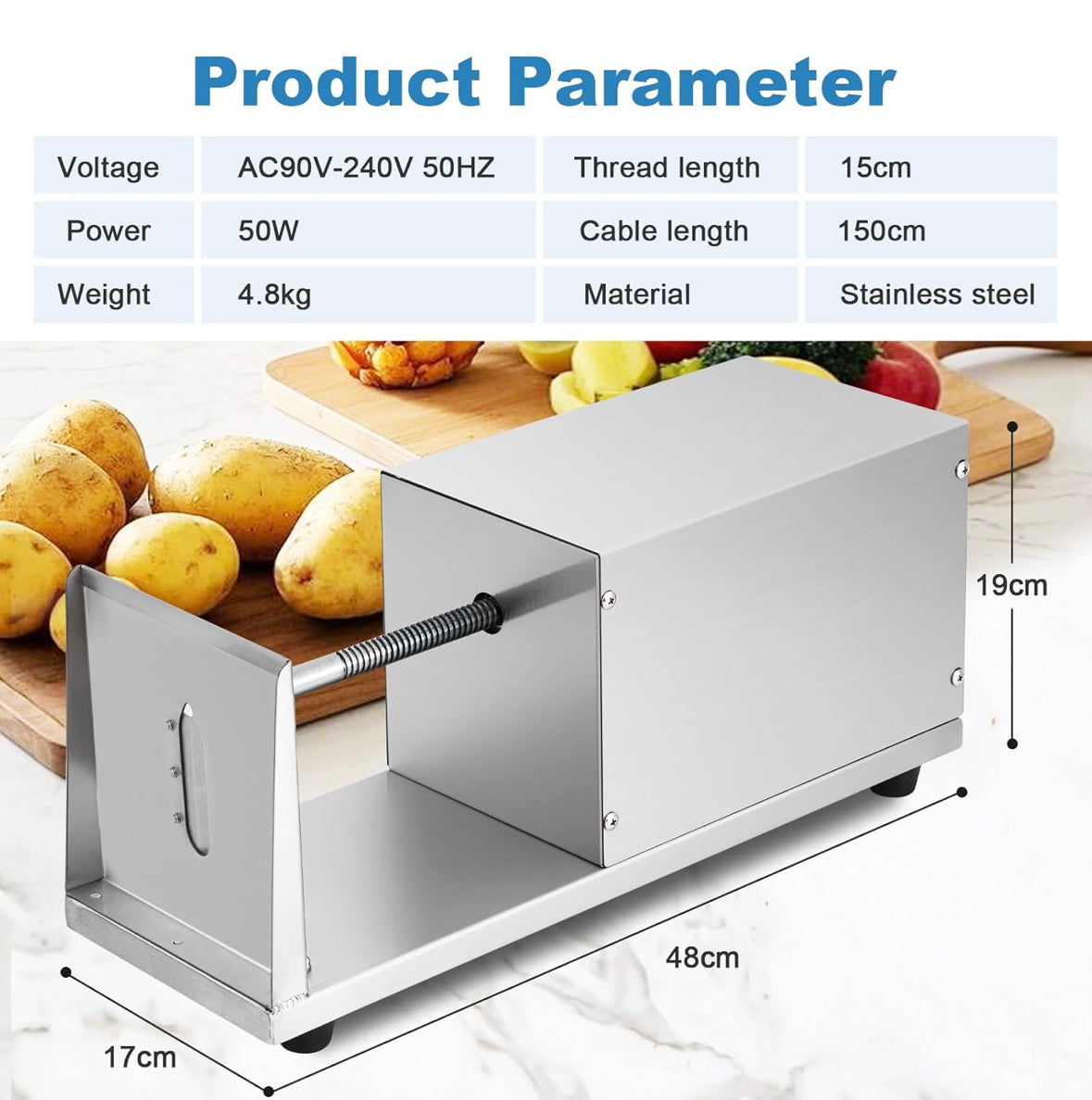 MXBAOHENG Elektrischer Tornado Kartoffelschneider
