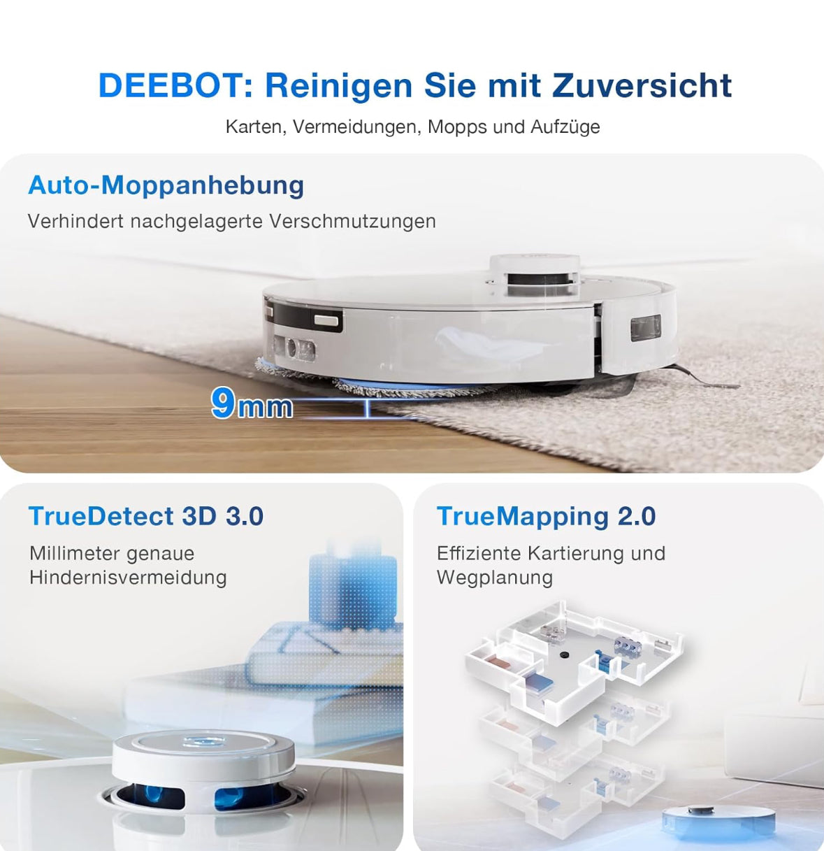 ECOVACS DEEBOT T30 PRO OMNI Saugroboter mit Wischfunktion, mit TrueEdge Moppin, Zero Tangle Bürste, 11.000 PA Saugkraft mit heißem Wasser und Smart Rewash, Farbe Silber( Gebraucht,Zustand sehr gut)