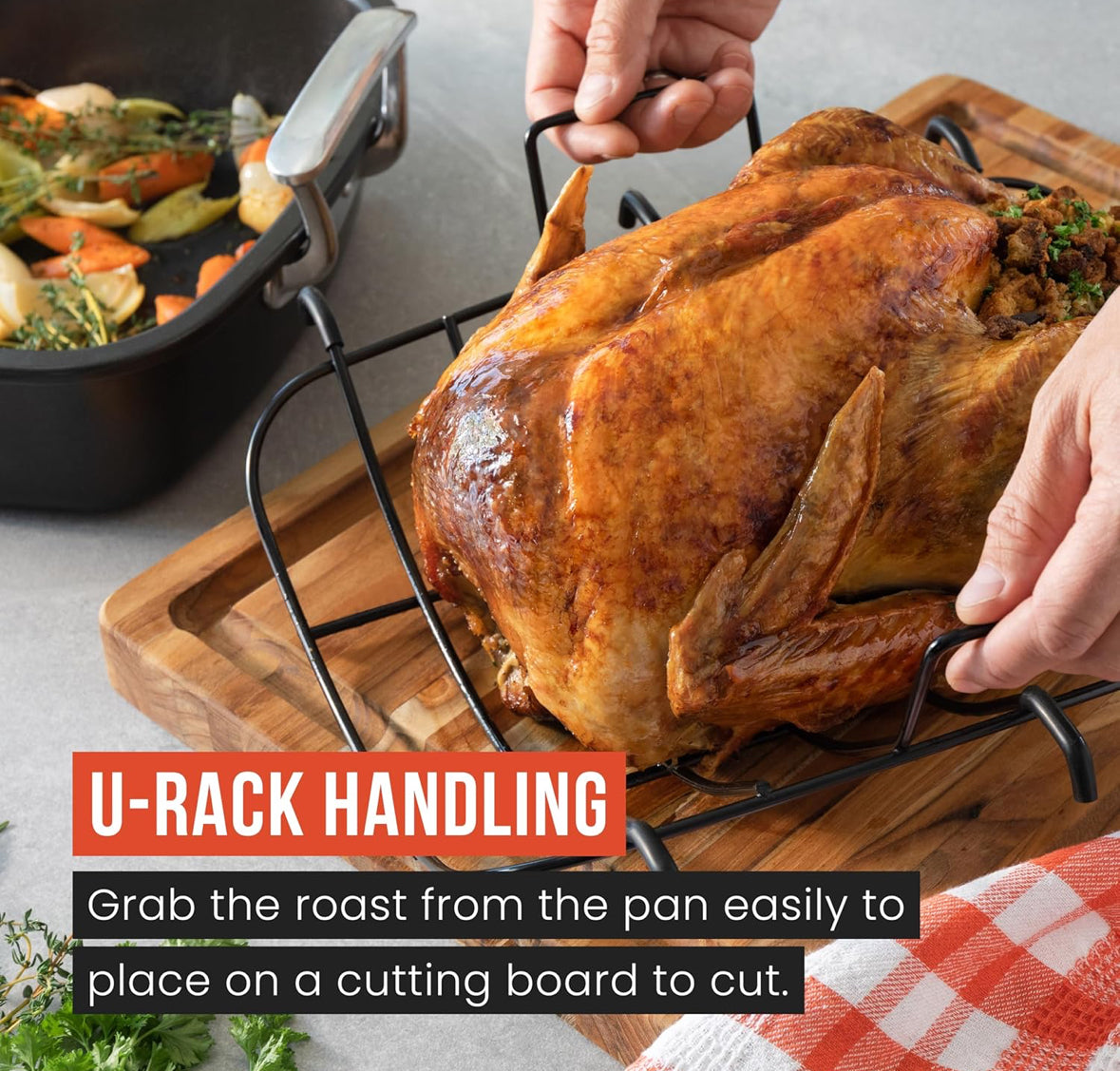 Chef Pomodoro XL Große Bratpfanne aus Karbonstahl mit U-Rost, 47 x 34 cm, Extra-Groß, Grau – Die ultimative Lösung für makellose Braten und BBQs(OVP Beschädigt)