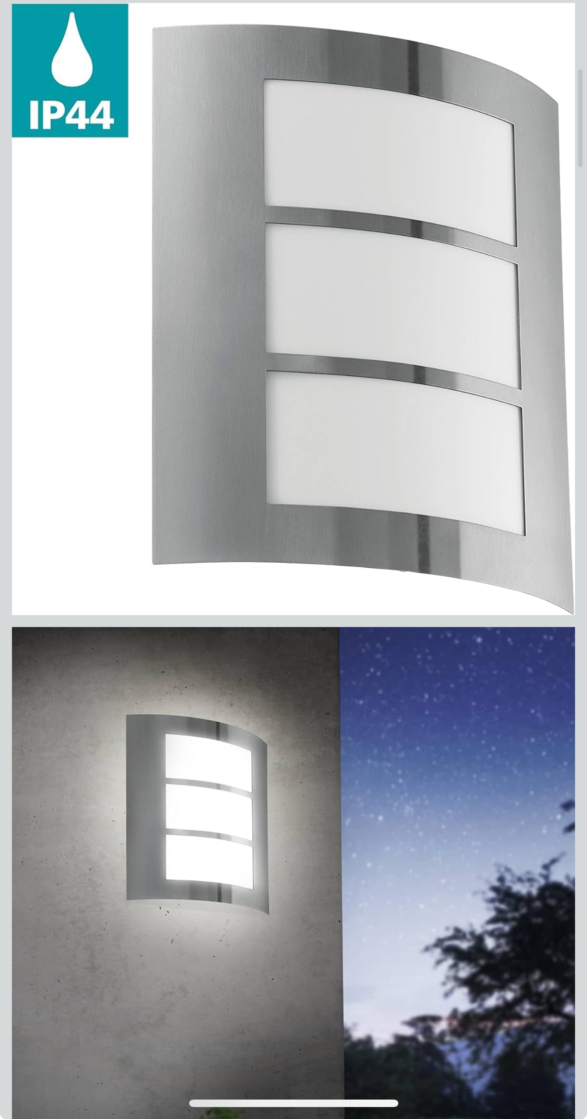 EGLO Außen-Wandlampe City 1 flammige Außenleuchte Wandleuchte aus Edelstahl in Silber
IP44, E27 Fassung, Kunststoff in Weiß