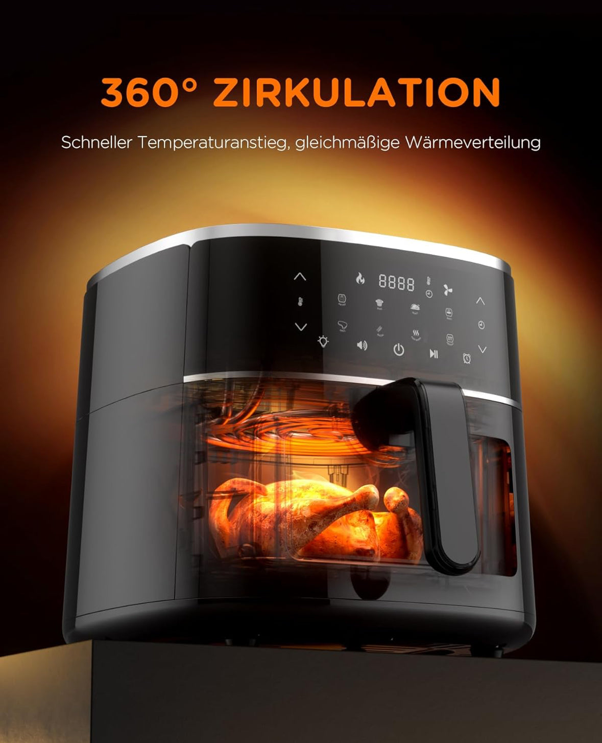 tomons Heißluftfritteuse 6L, Friteuse Heissluft Fritteusen Air Fryer mit Sichtfenster(KA01004),Zustand: sehr gut