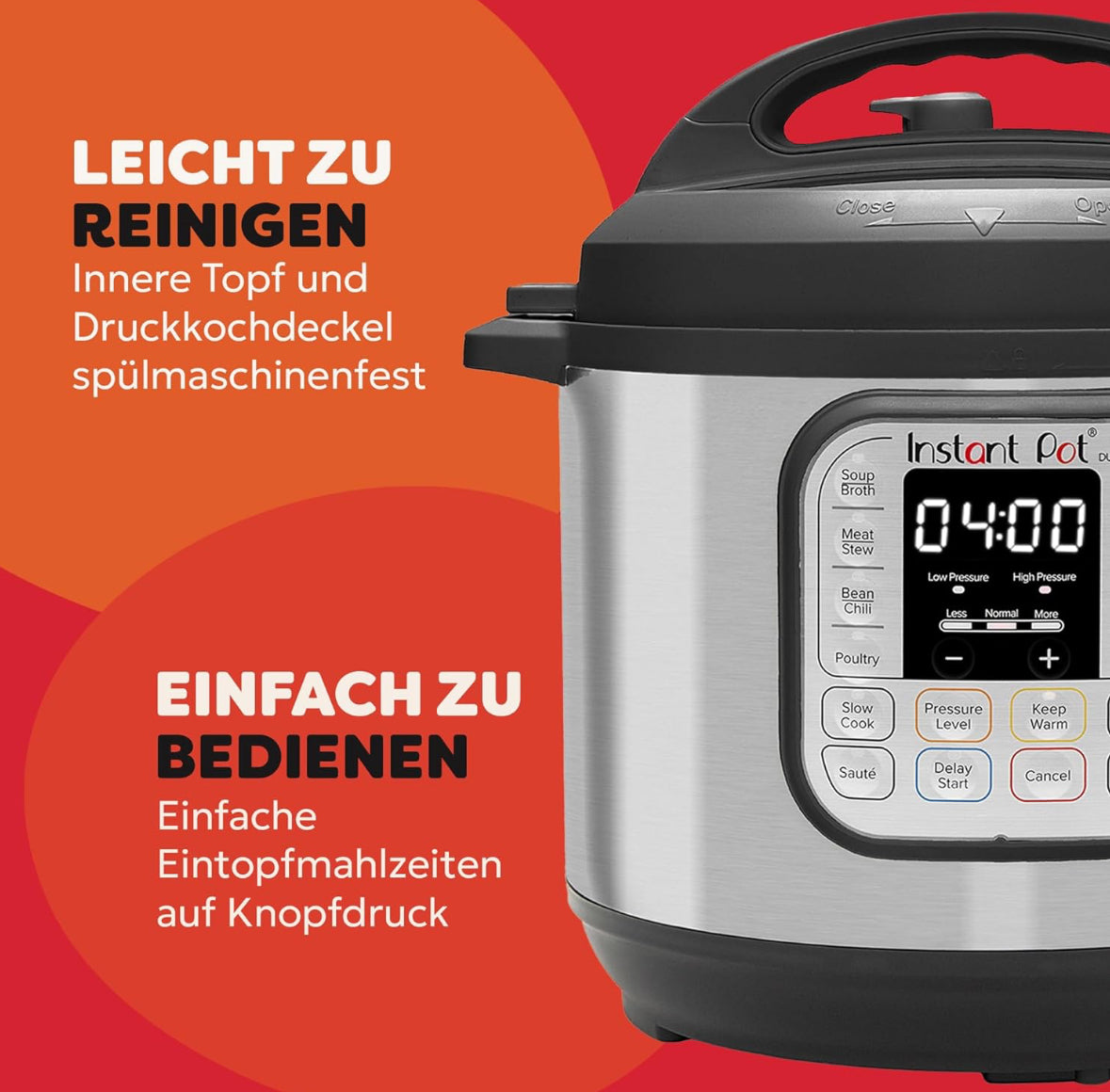 Instant Pot Duo 7-in-1-Multikocher 5,7 l – gebürstetes Edelstahl, großer Schnellkochtopf, Schongarer(Gebraucht,Zustand: wie neu )