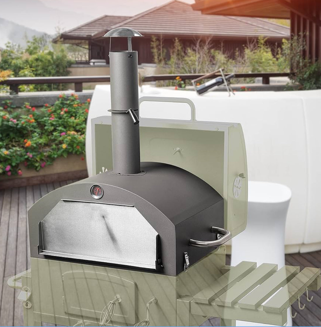 Activa Pizza-Aufsatz Backofen inklusive Pizzastein 74x49cm