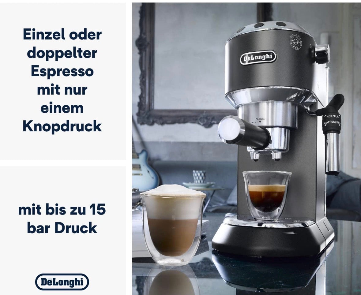 DeLonghi EC 685 BK Dedica Style Siebträger Espressomaschine schwarz