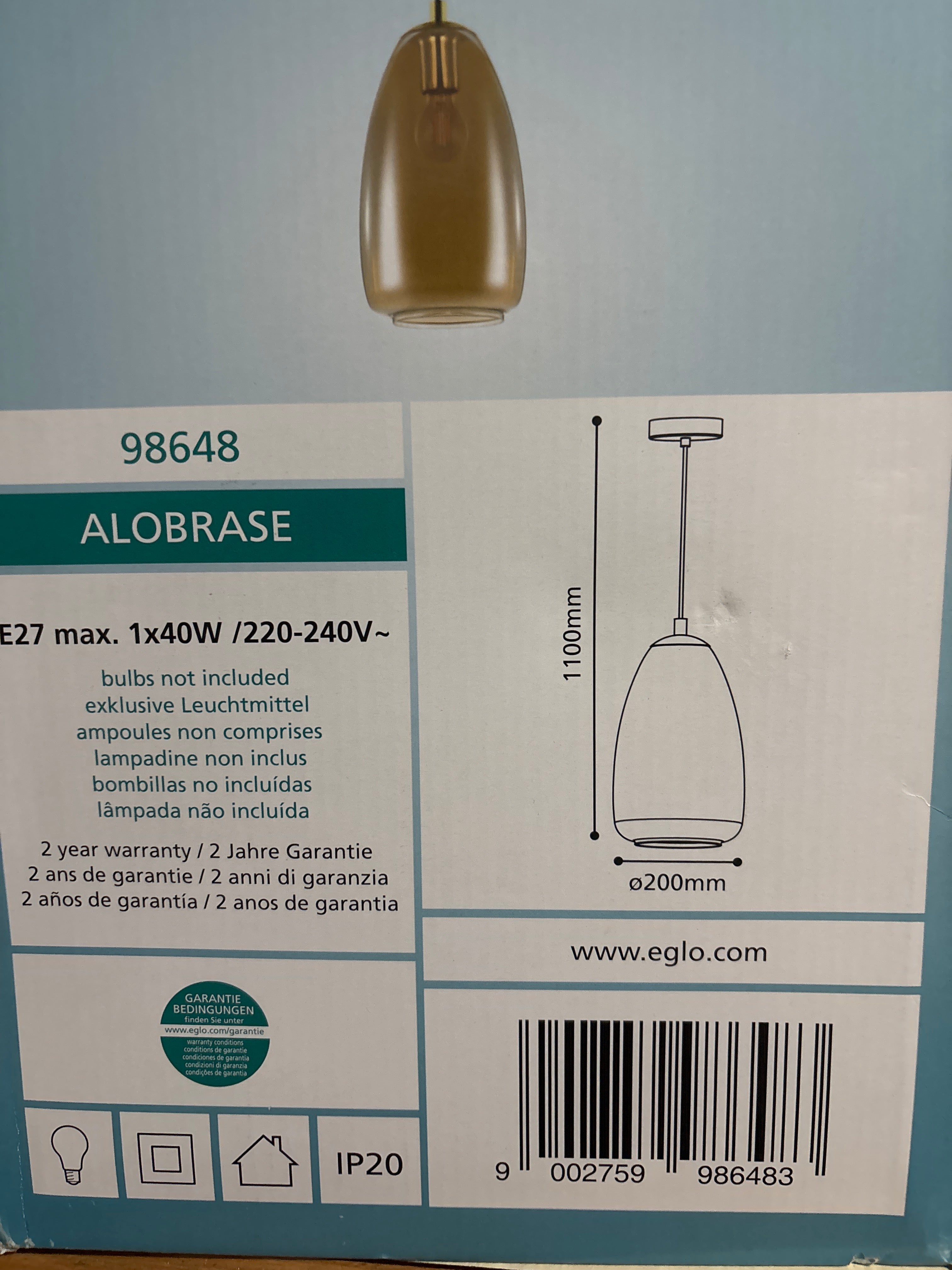 EGLO Hängelampe Alobrase, Pendelleuchte Esstisch