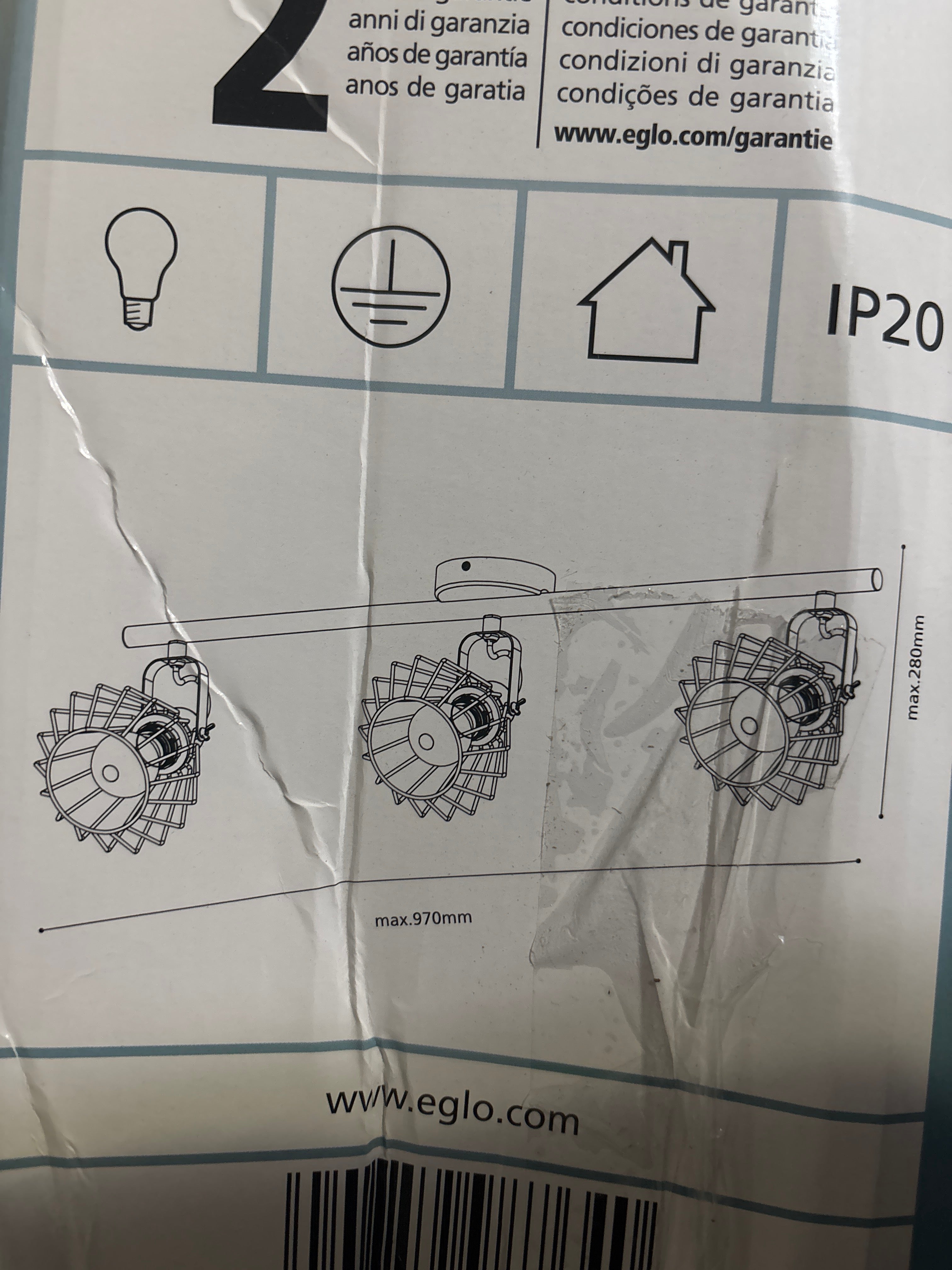EGLO Deckenlampe Tabillano, 3 flammige Deckenleuchte Vintage
