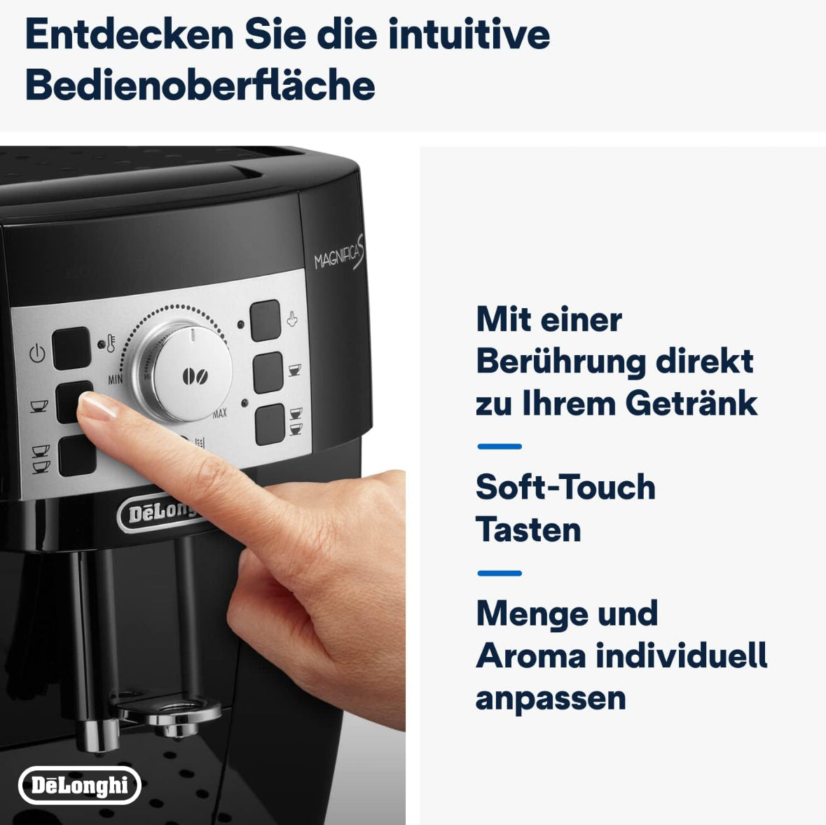 De'Longhi Magnifica S ECAM 22.110.B Kaffeevollautomat mit Milchaufschäumdüse für Cappuccino, mit Espresso Direktwahltasten und Drehregler, 2-Tassen-Funktion, 1,8 Liter Wassertank.(Gebraucht,Zustand sehr gut)