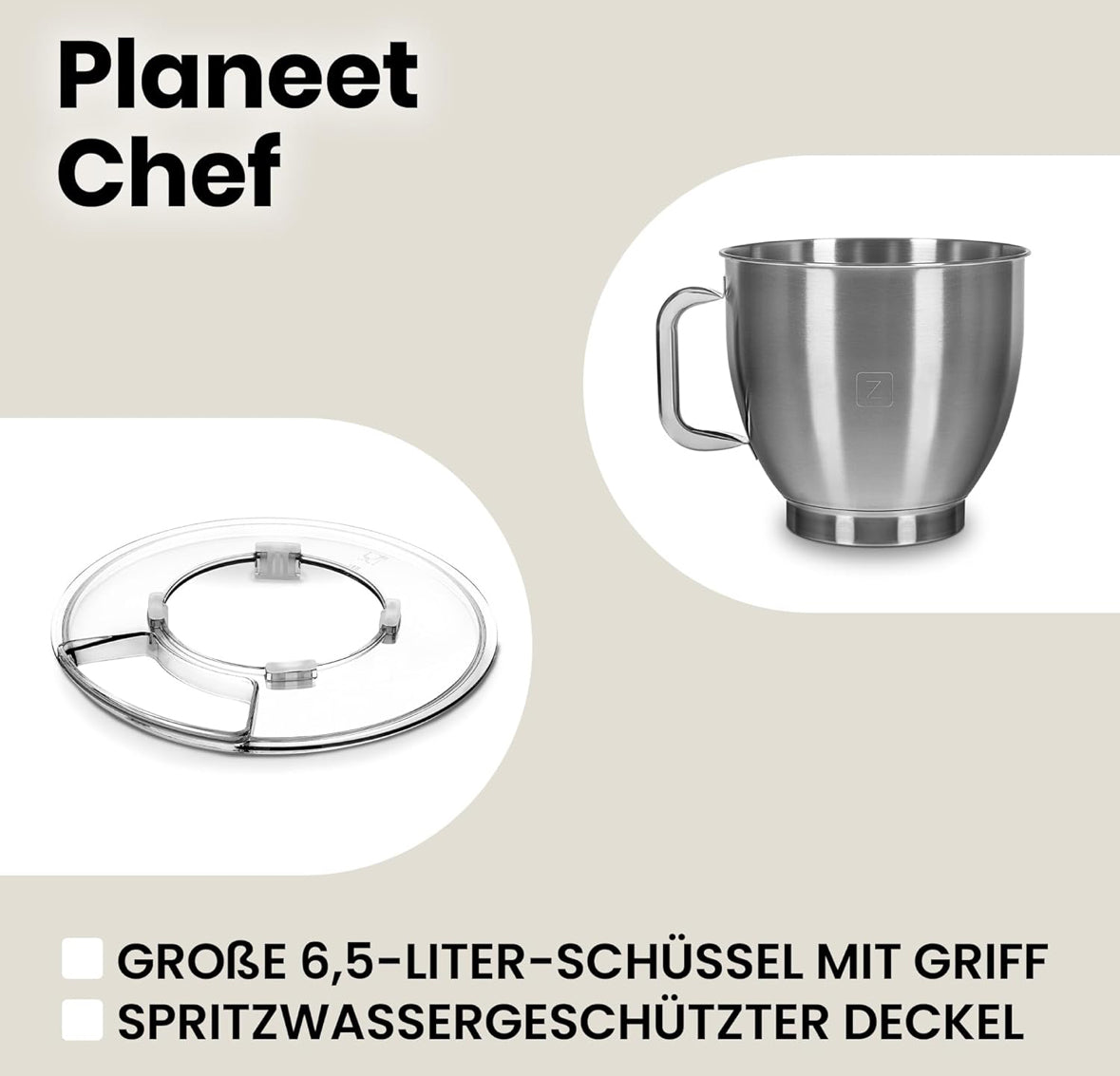 ZEEGMA Planeet Chef Küchenmaschine, Knetmaschine 1500W