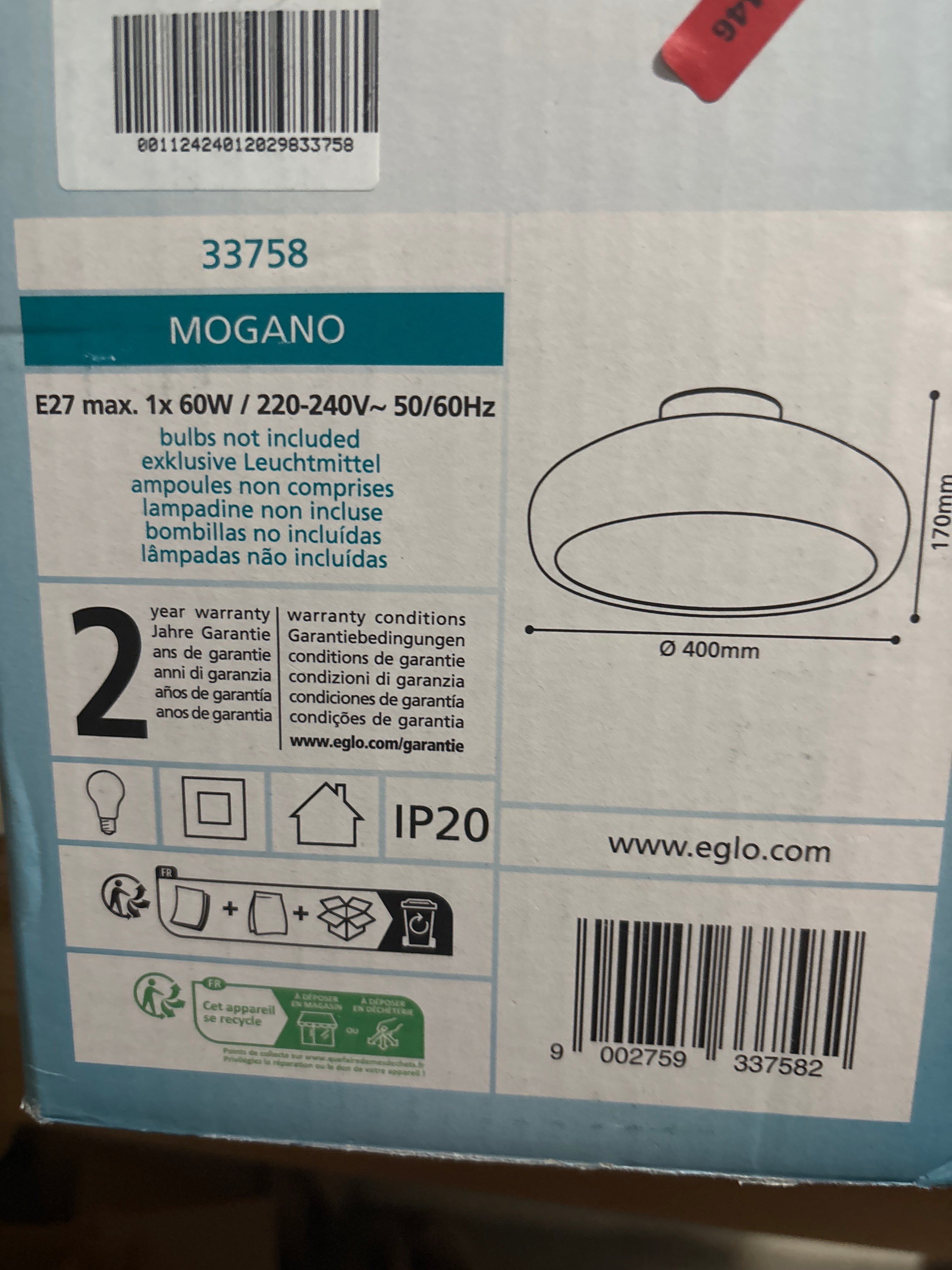 EGLO Pendelleuchte Mogano 1, 1 flammige Hängelampe Vintage