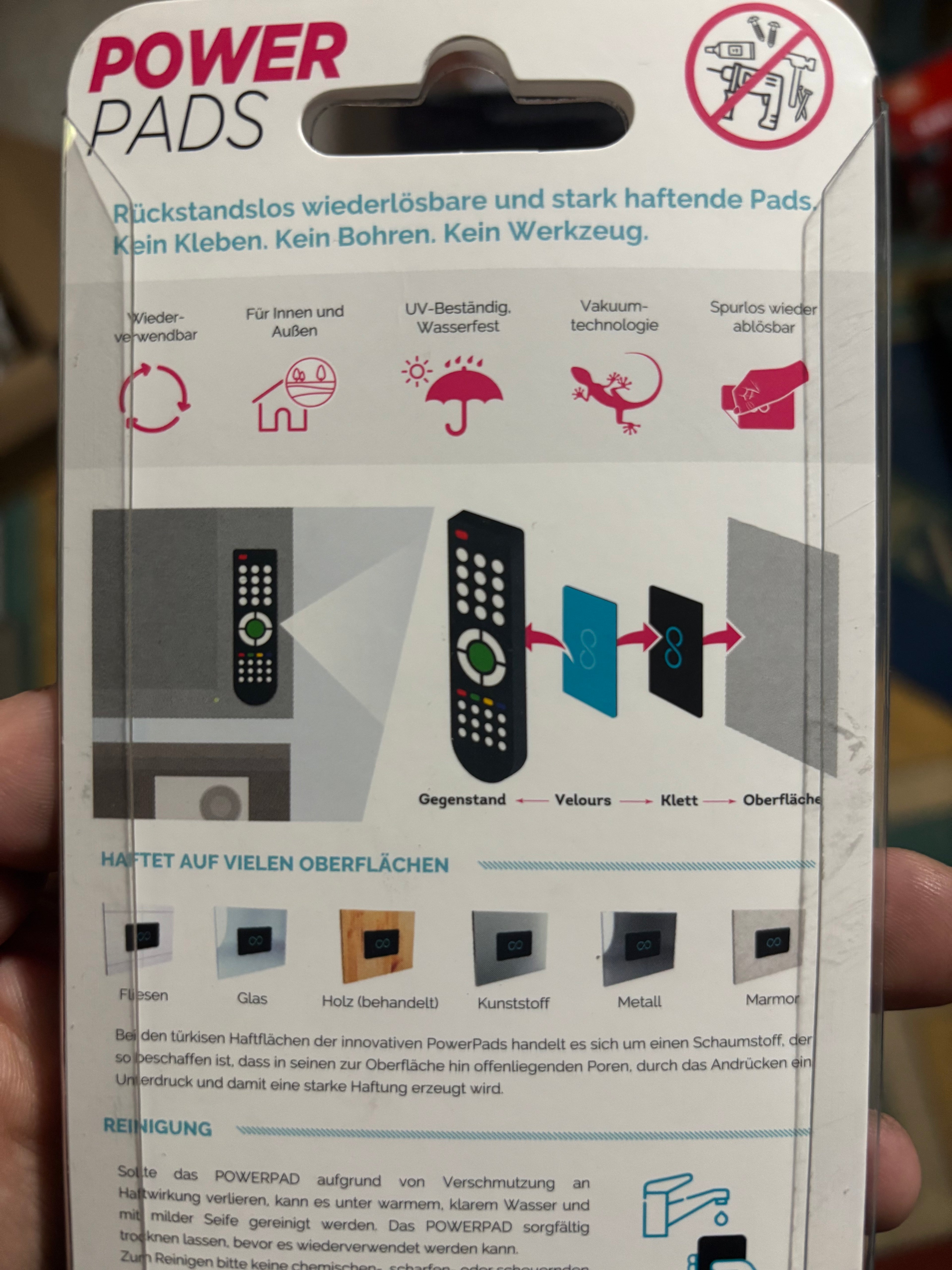 Powerpads Befestigen ohne Bohren 92x55mm Max 6kg