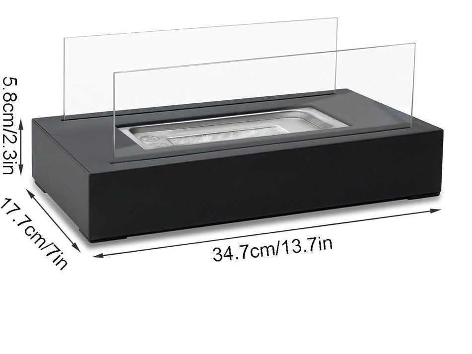 Tischfeuerstelle,Feuerstelle aus Edelstahl mit vierseitiger Glasscheibe ,Ethanol Tischkamin