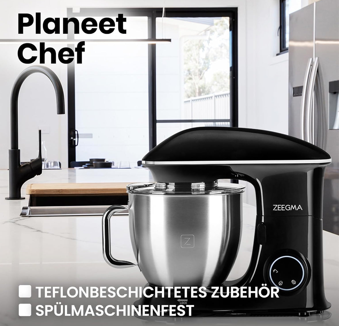 ZEEGMA Planeet Chef Küchenmaschine, Knetmaschine 1500W