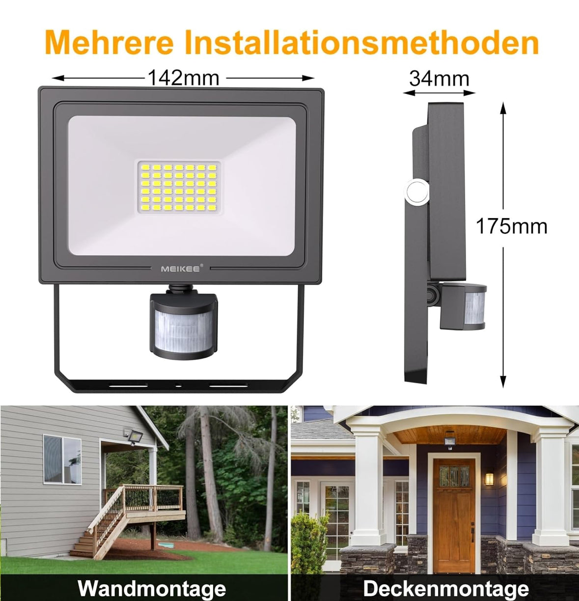 MEIKEE 30W LED Strahler mit Bewegungsmelder