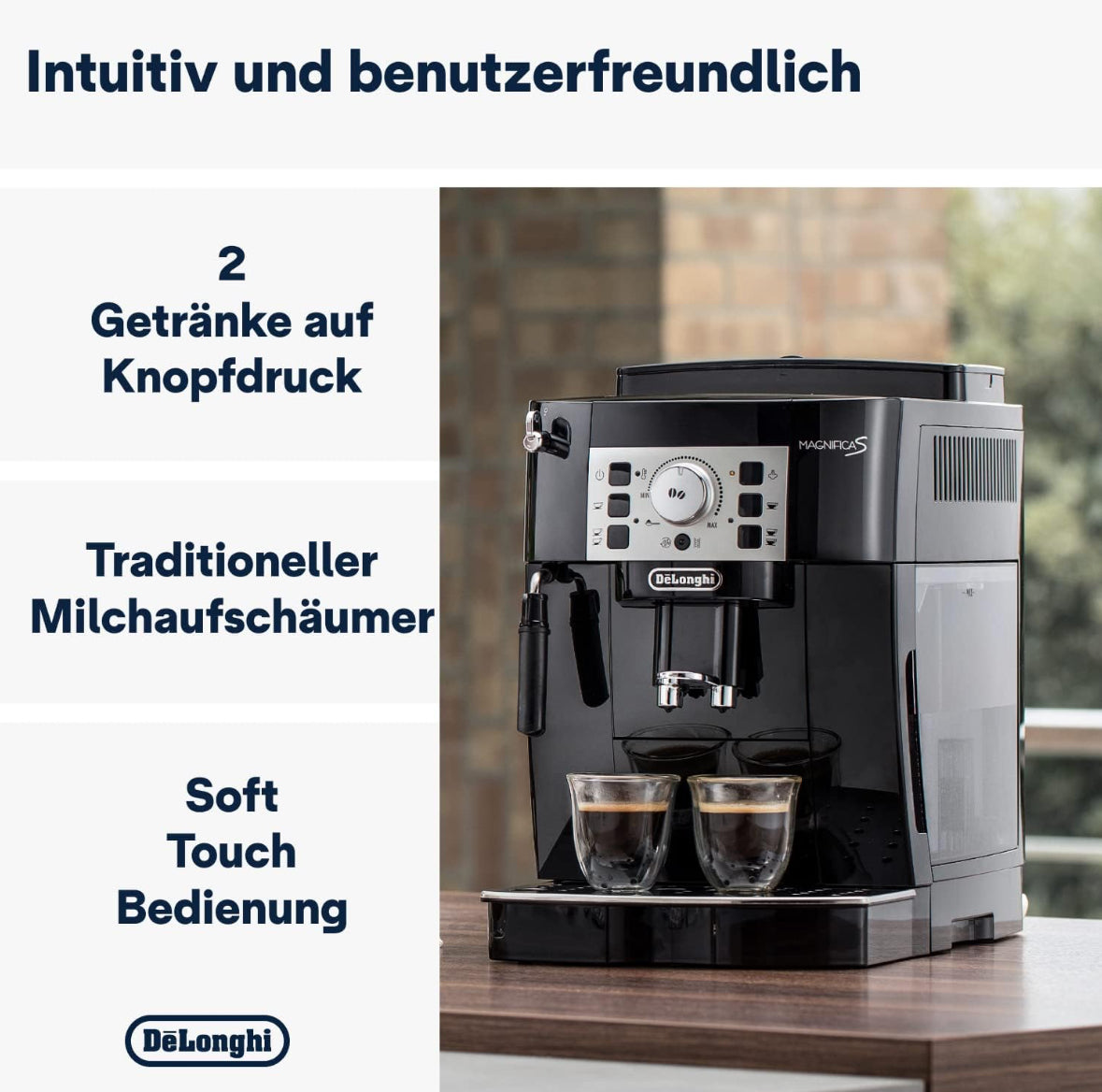 De'Longhi Magnifica S ECAM 22.110.B Kaffeevollautomat mit Milchaufschäumdüse für Cappuccino, mit Espresso Direktwahltasten und Drehregler, 2-Tassen-Funktion, 1,8 Liter Wassertank.(Gebraucht,Zustand sehr gut)