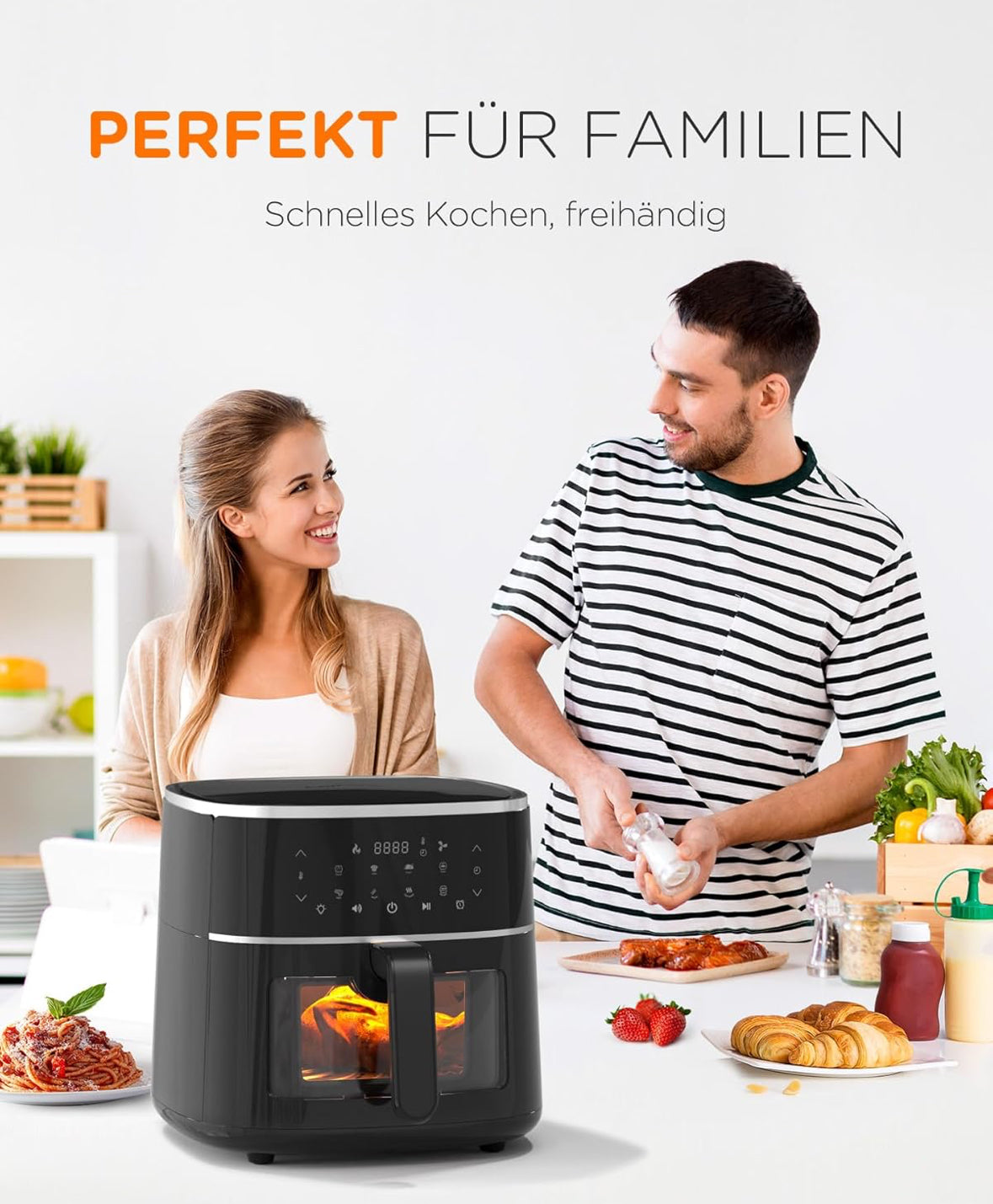 tomons Heißluftfritteuse 6L, Friteuse Heissluft Fritteusen Air Fryer mit Sichtfenster(KA01004),Zustand: sehr gut