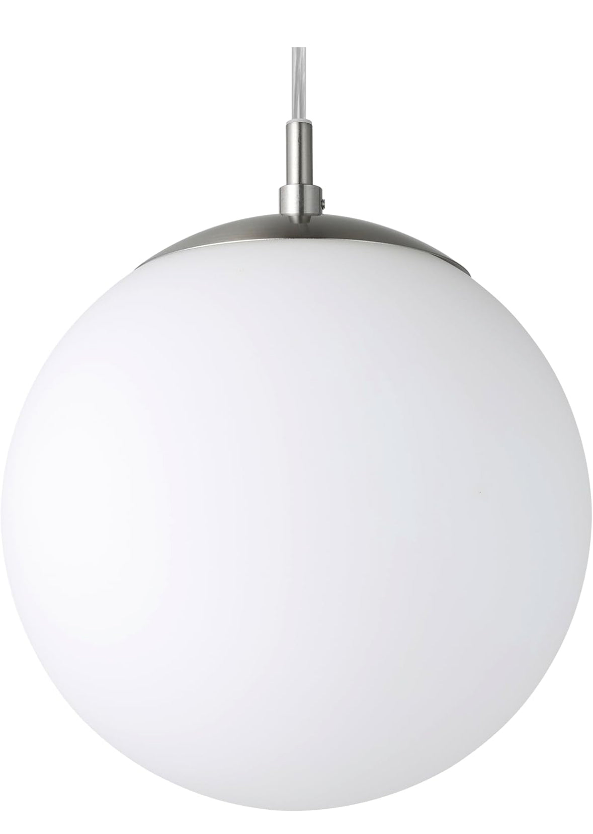 EGLO Hängelampe Rondo, 1 flammige Pendelleuchte, Hängeleuchte aus Metall in Silber und Glas in opal matt weiß, E27 Fassung, Ø 20 cm