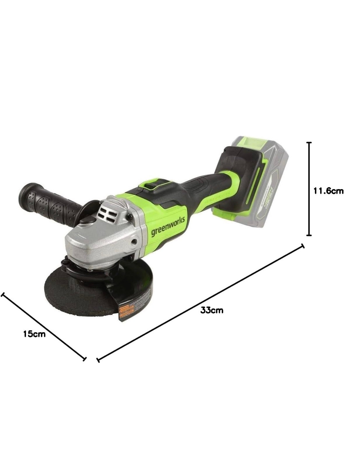 Greenworks Tools GD24AG Akku Winkelschleifer 125 mm Schneidemesser, 10500rpm, Links- oder Rechtshänder OHNE 24V Akku & Ladegerät