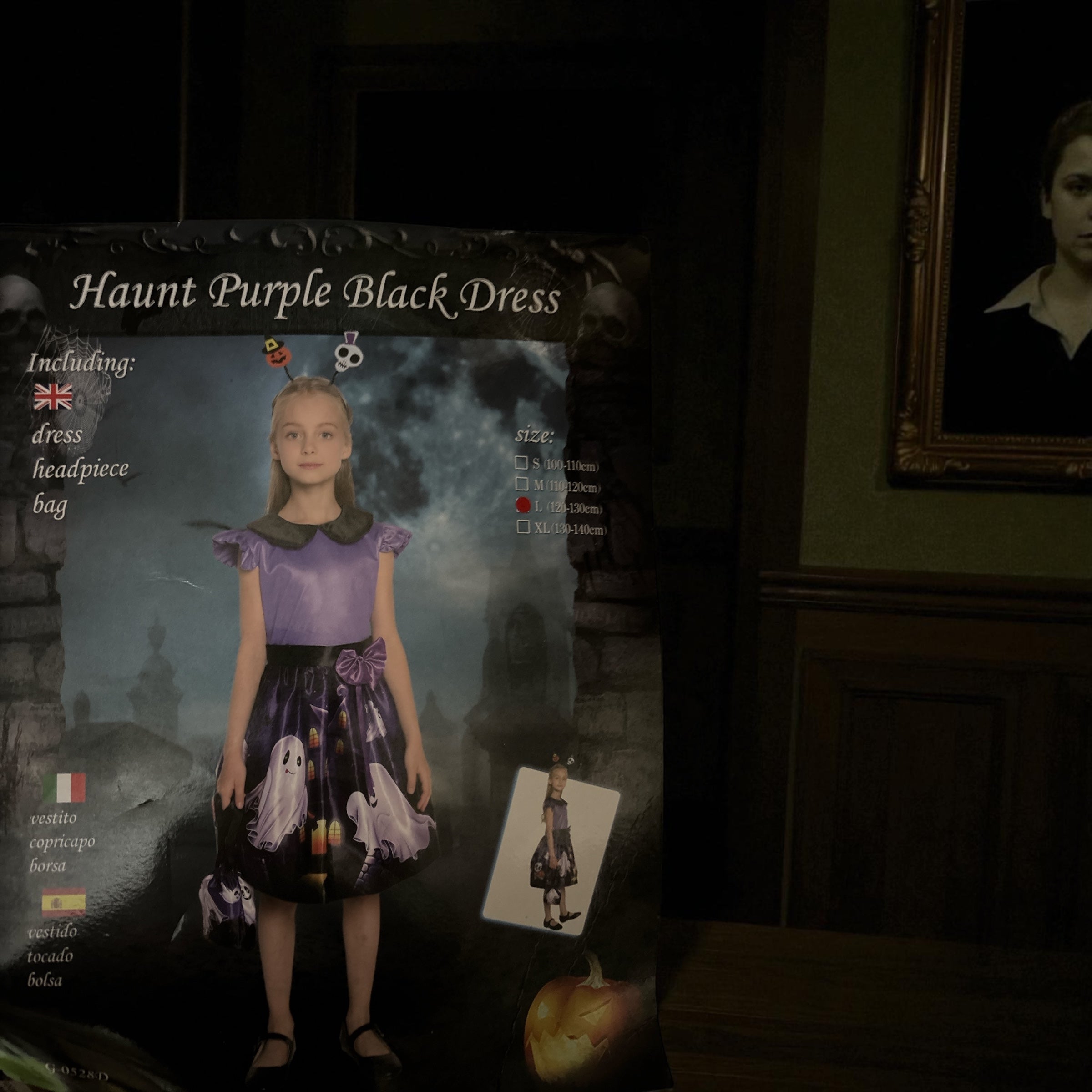 Kinder Kostüm Lila schwarzes Halloween Kleid