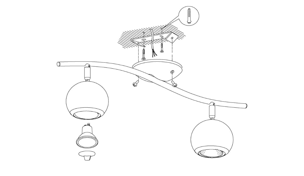 EGLO LED Deckenlampe Bimeda, 2 flammige Deckenleuchte, Deckenstrahler aus Metall in Weiß und Chrom, Wohnzimmerlampe, Spots inkl. GU10 Leuchtmittel, warmweiß