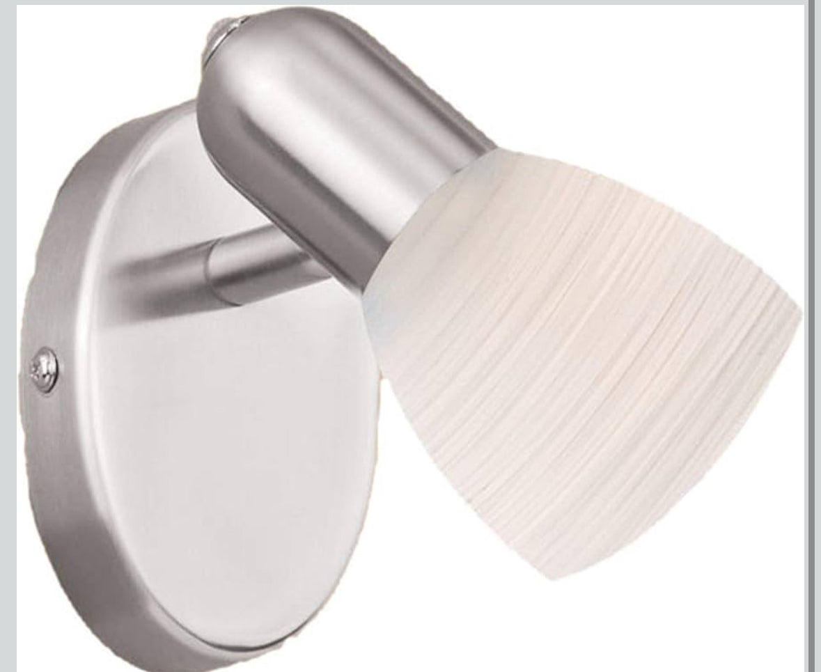 EGLO Wandlampe Dakar 1, 1 flammige Wandleuchte, Wandspot aus Stahl in silber, Milchglas mit Wischtechnik