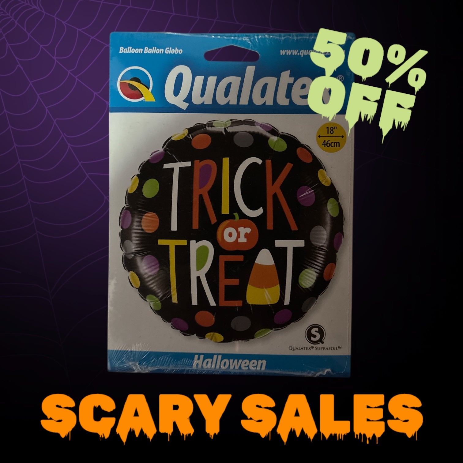 5x Ballon Halloween Trick or Treat Rund 46 cm