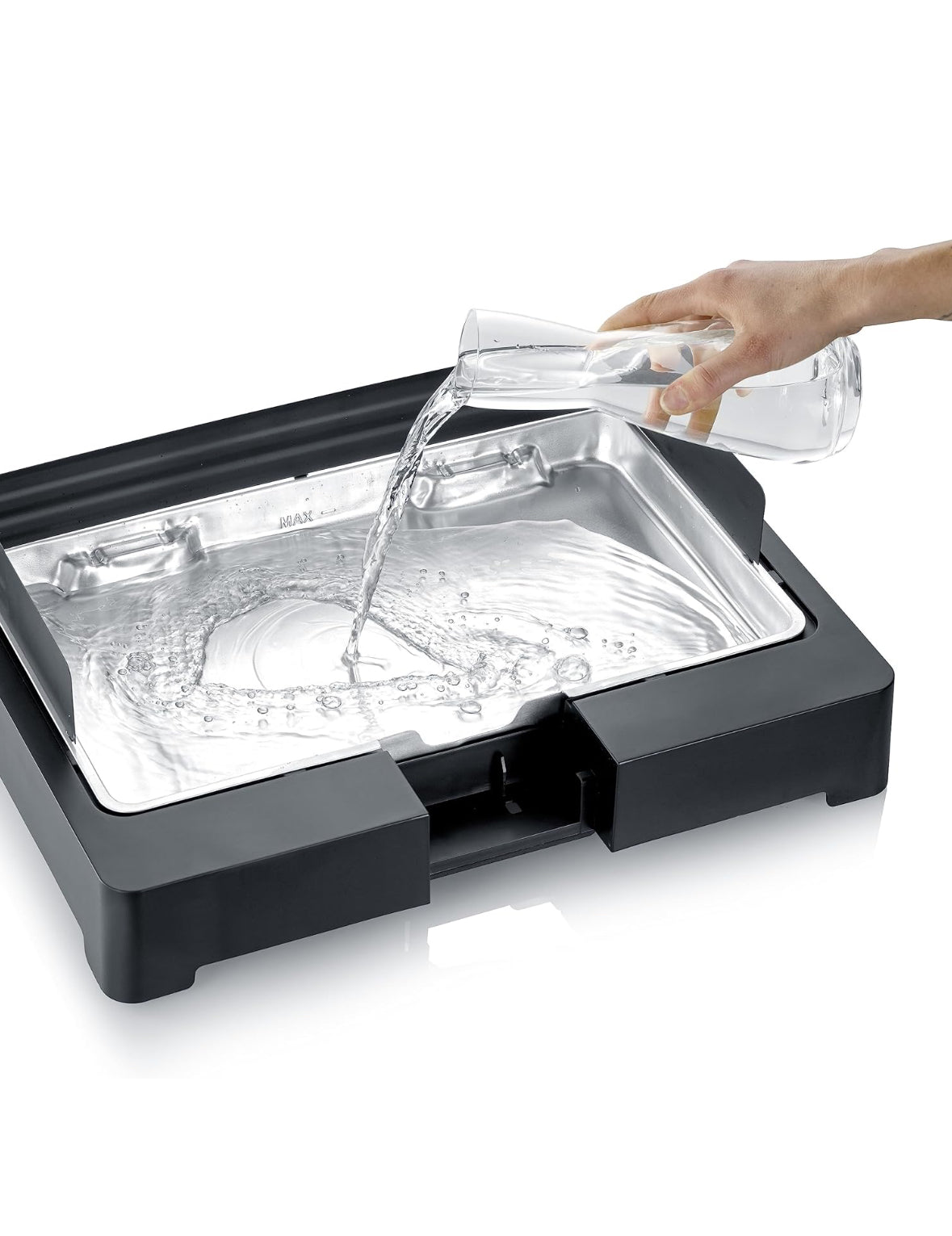 SEVERIN Tischgrill mit Edelstahl-Grillrost für drinnen und draußen, Elektrogrill mit schnellem Grill-Start, Balkon Grill ohne Verbrennungsgefahr, Schwarz, PG 8565 ( Ohne OVP und Bedienungsanleitung)