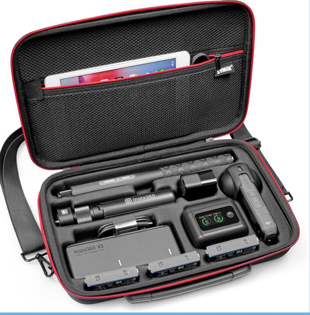 SYMIK Tasche für Insta360 X5 X4, Wasserdicht, Stoßfest, Kompakt, Reisetasche mit Schultergurt, Hartschalen-Nylon Tragetasche Case für Insta 360 X5 X4 Zubehör (S320-XV2)