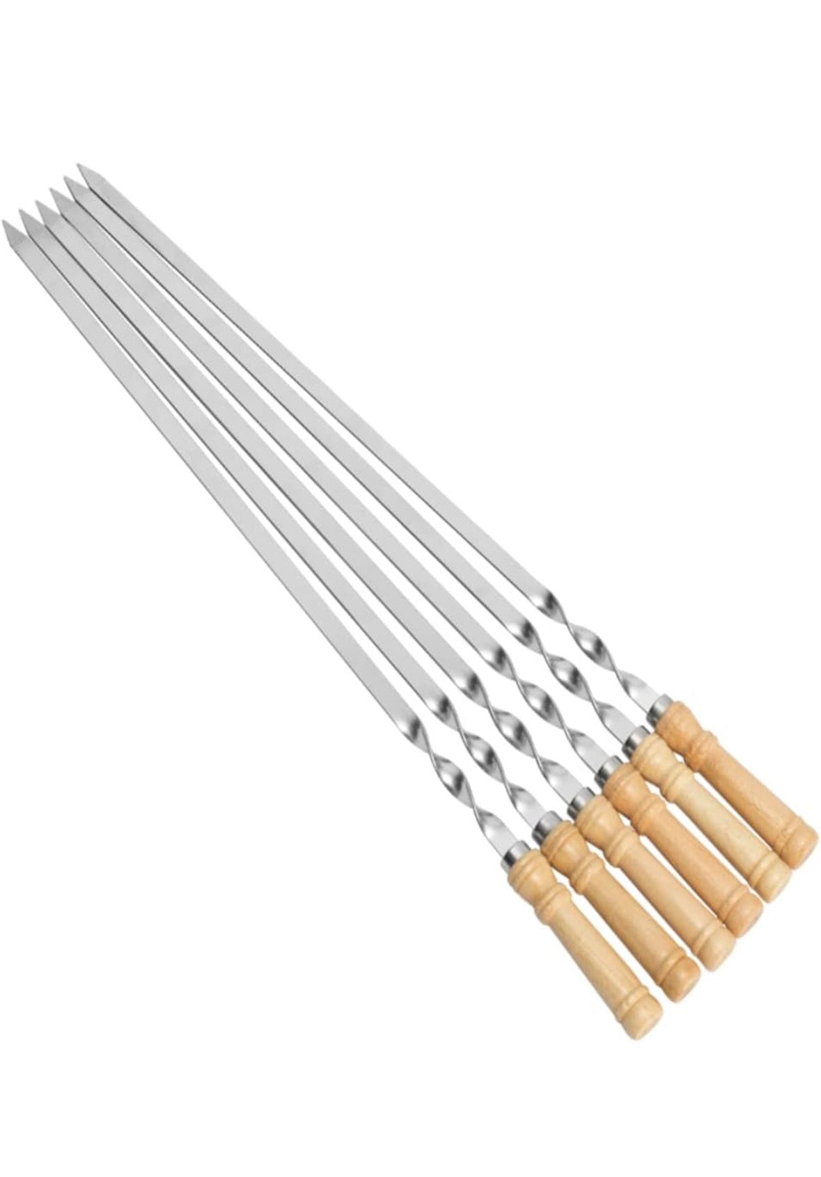 6x Grillspieße mit Holzgriff Grillspieße lang Edelstahl 55cm Schaschlikspieße Lange Spieße für Fleisch Gemüse Stockbro BBQ