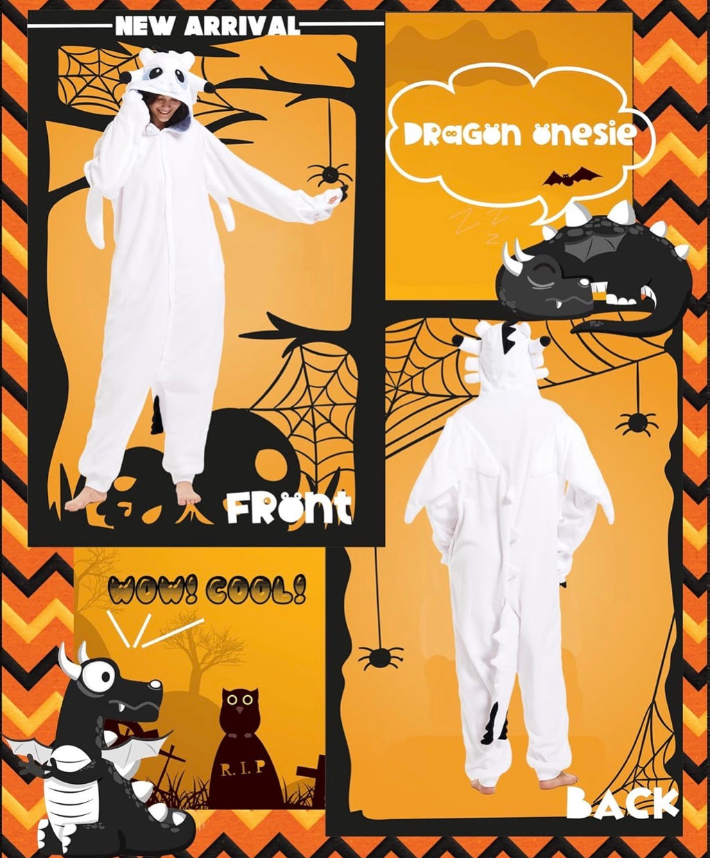 Unisex Erwachsene Drachen-Einteiler, Pyjama, Tier-Nachtwäsche, Drachenkostüm, Größe M