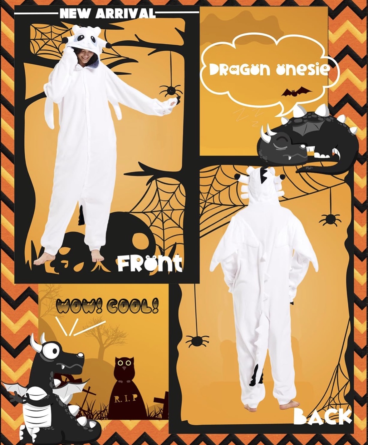 Unisex Erwachsene Drachen-Einteiler, Pyjama, Tier-Nachtwäsche, Drachenkostüm, Größe M