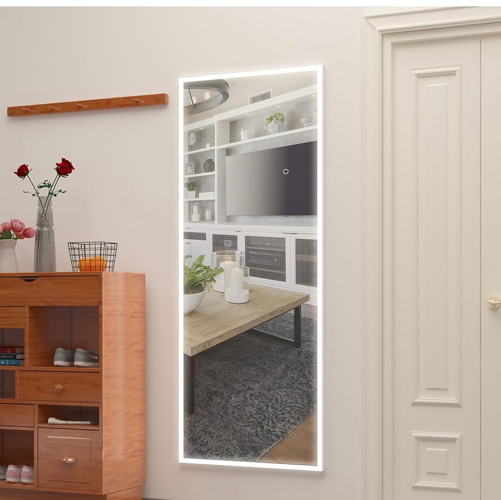 Ganzkörper Spiegel mit Licht, 160 x 50cm LED Bodenspiegel,Ankleidespiegel, hängender/ stehend montierbar Spiegel für Wohnzimmer Schlafzimmer