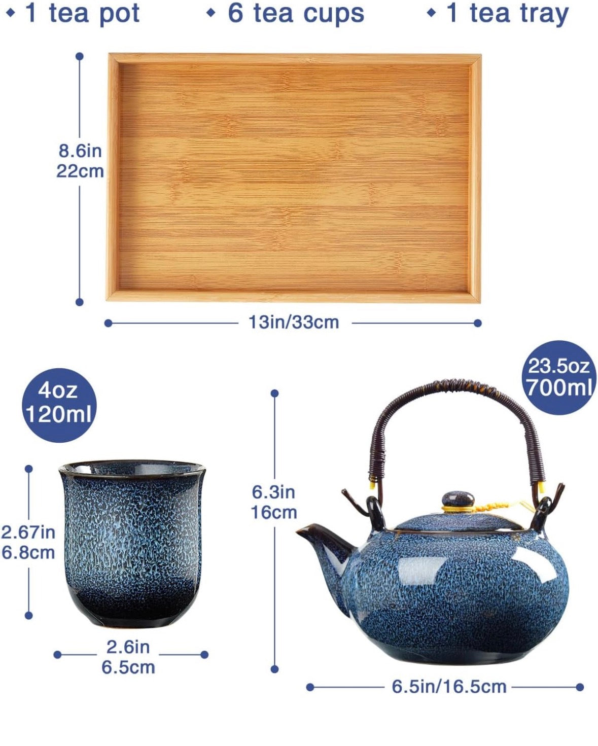 Japanische Porzellan Teeservice der Firma DUJUST , Farbe: hellblau, Zustand: Unbenutzt (Verpackung geöffnet)