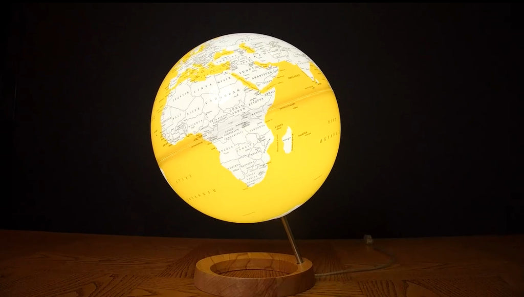 Exerz 33cm Leuchtglobus/Beleuchteter Globus Holzsockel mit 33 cm Durchmesser – Selbstmontage – Englische Karte