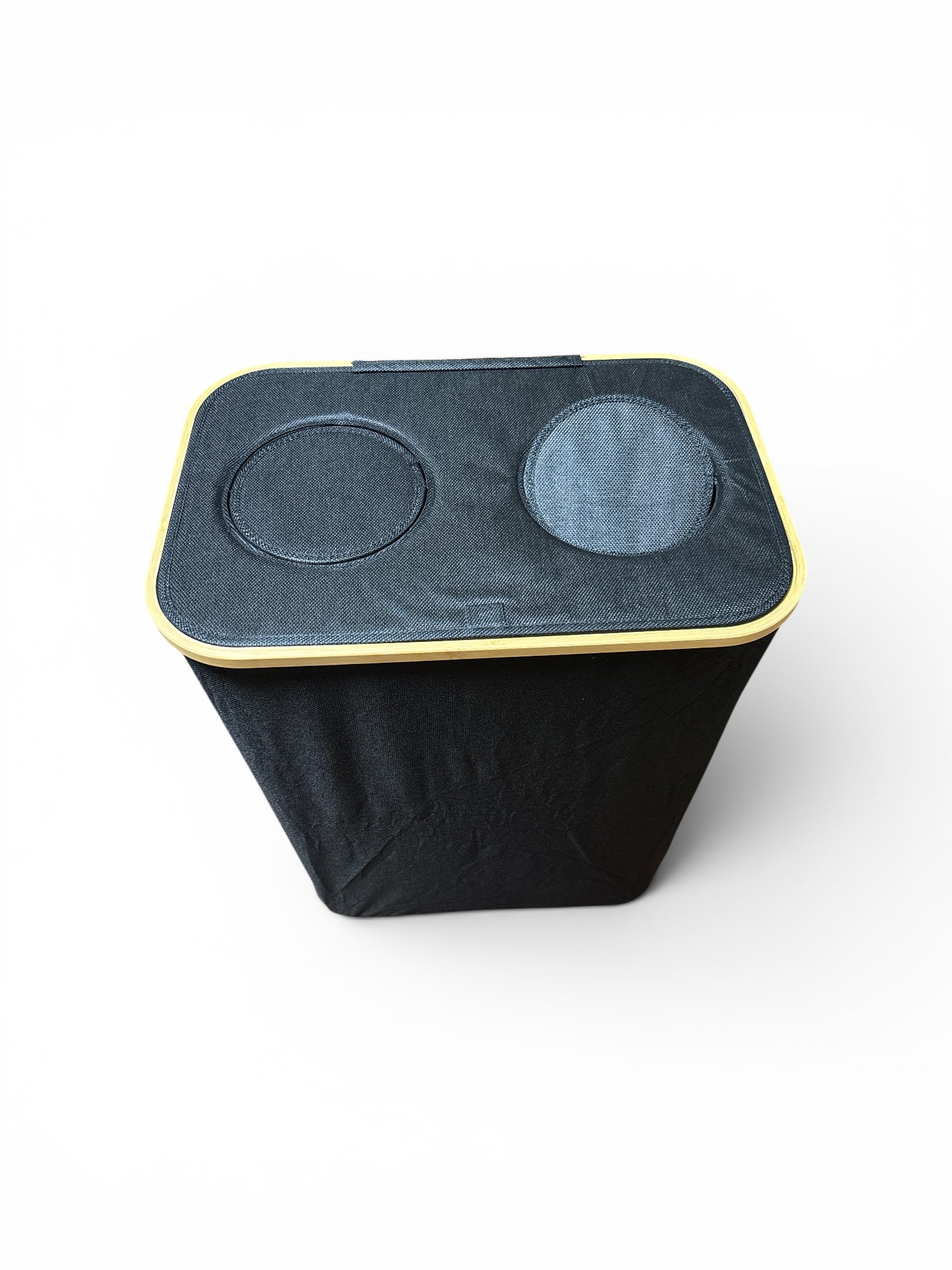Premium Pfandflaschen-Sammelbehälter (160L) – Flaschensammler mit Bambus-Rahmen (Schwarz)