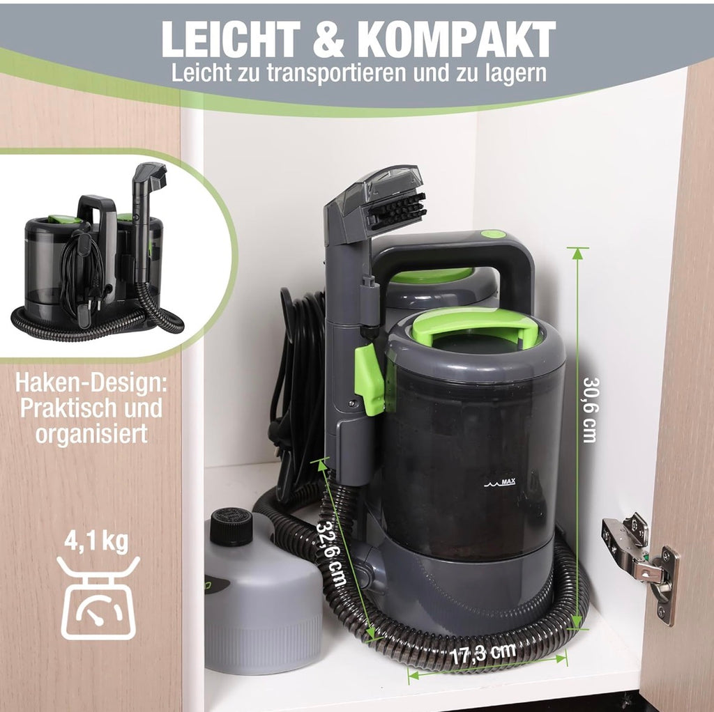 WORKPRO Waschsauger 450W, Teppichreiniger 1,6L für Teppich, Sofa, Auto
13kPa, mit Reinigungsmittel, und 2 Bürstenköpfe, Polsterreiniger Sofareiniger
