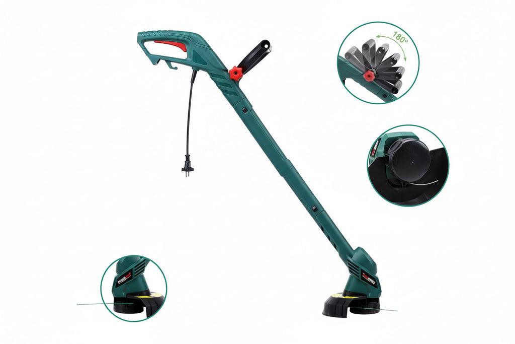 POSENPRO 350 Watt Elektro Rasentrimmer, Elektro-Trimmer mit 230 mm Schnittkreis, Gartentrimmer mit Automatischer Fadenvorschub, 12500R/min Rasentrimmer für Rasen Garten Beschneiden
