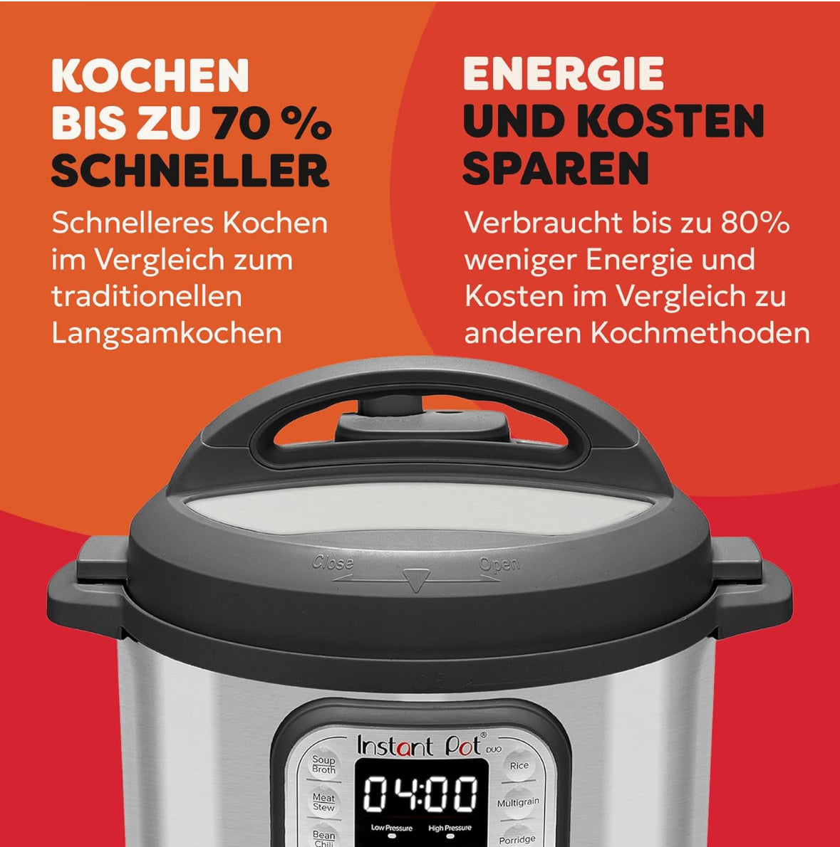 Instant Pot Duo 7-in-1-Multikocher 5,7 l – gebürstetes Edelstahl, großer Schnellkochtopf, Schongarer(Gebraucht,Zustand: wie neu )