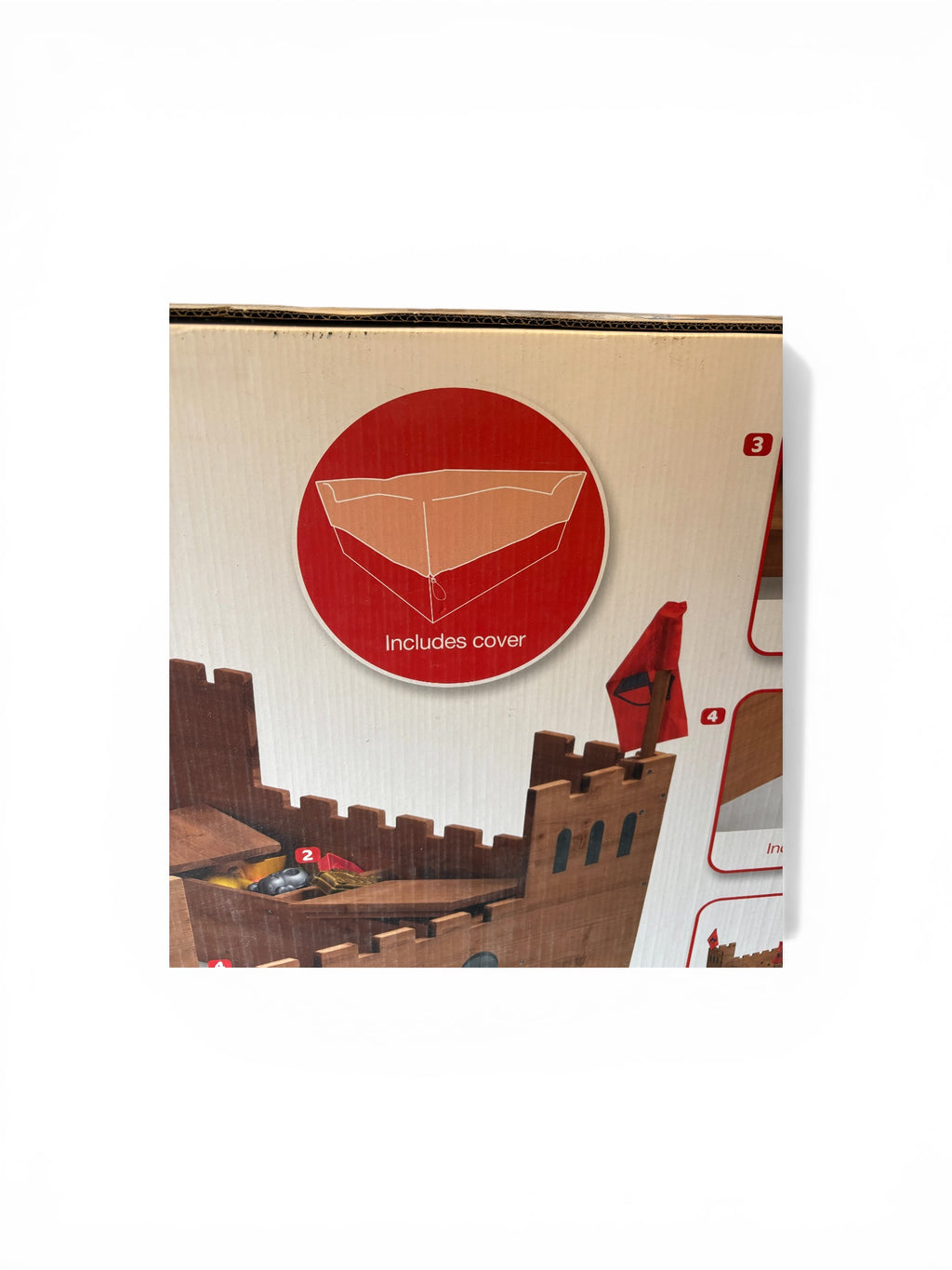 PLAYTIVE Sandkasten Ritterburg aus Vollholz inkl. Bodenvlies ca113 x 70 x 113 cm