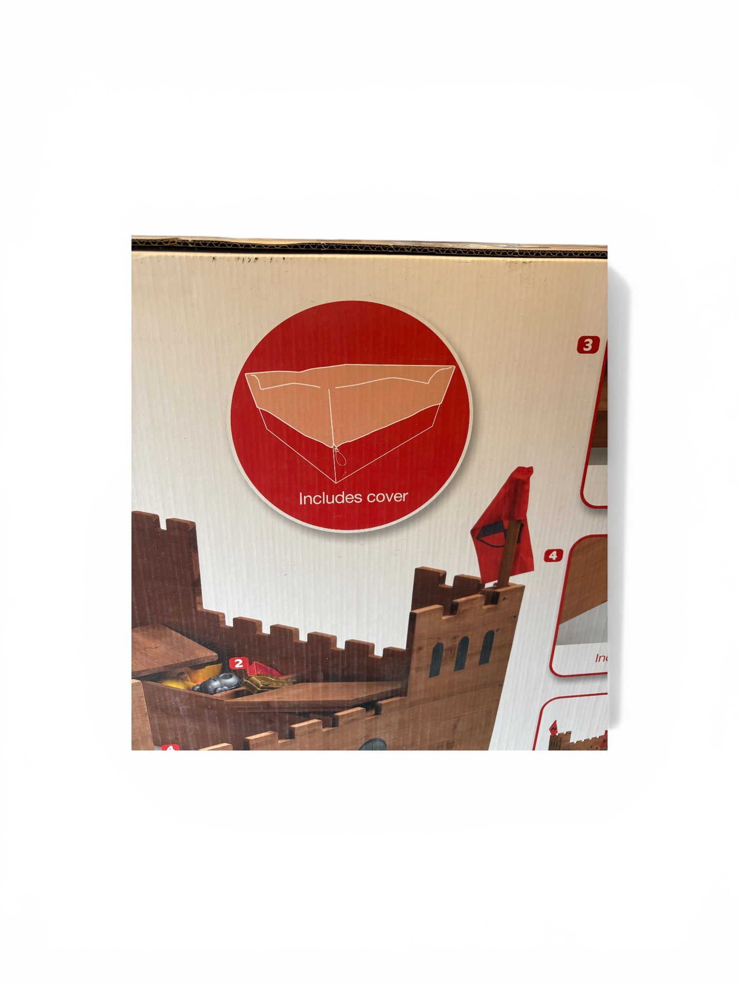 PLAYTIVE Sandkasten Ritterburg aus Vollholz inkl. Bodenvlies ca113 x 70 x 113 cm