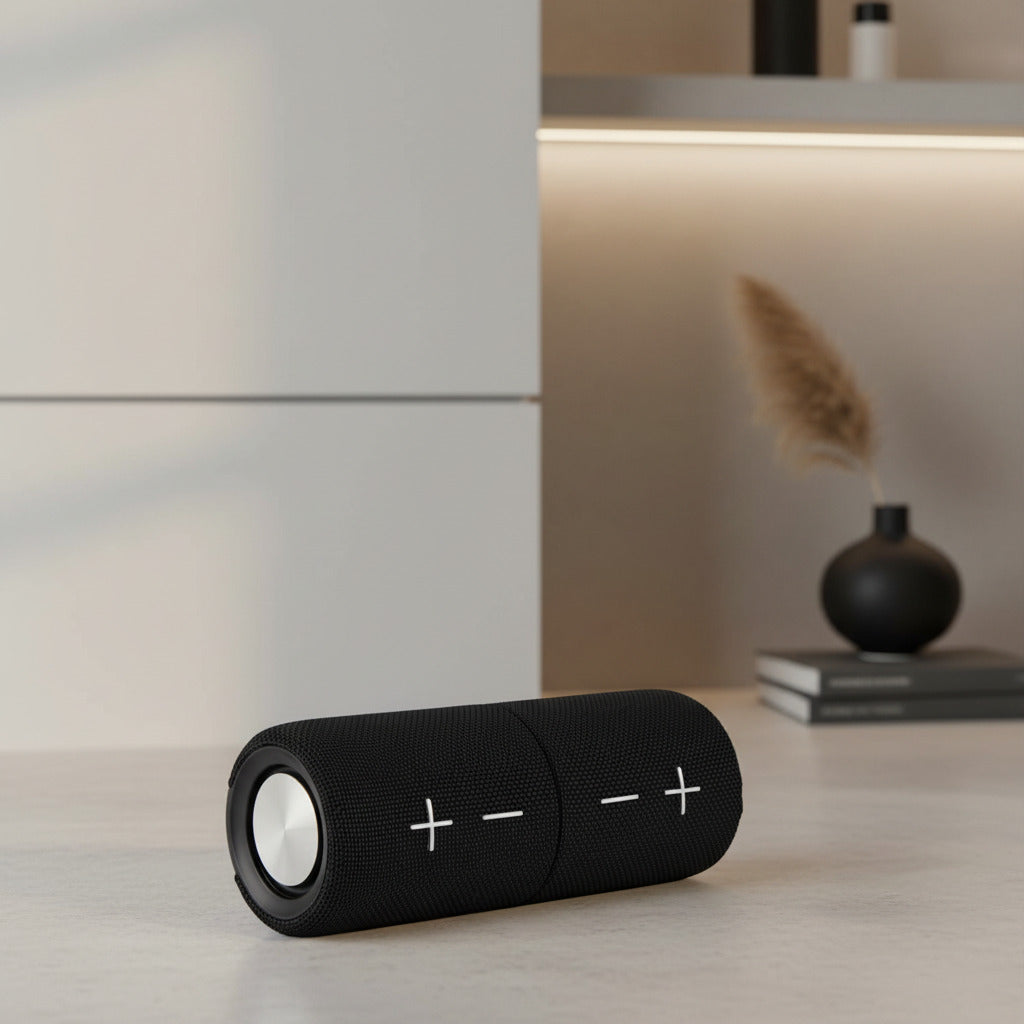 INTEMPO EE7452BLKSTKEU7 Set of 2 TWS Wireless Speakers - Bluetooth Speakers mit Magnetic Design, Wireless Reichweite 25m, Rechargeable Battery, bis zu 6 Stunden Play Time