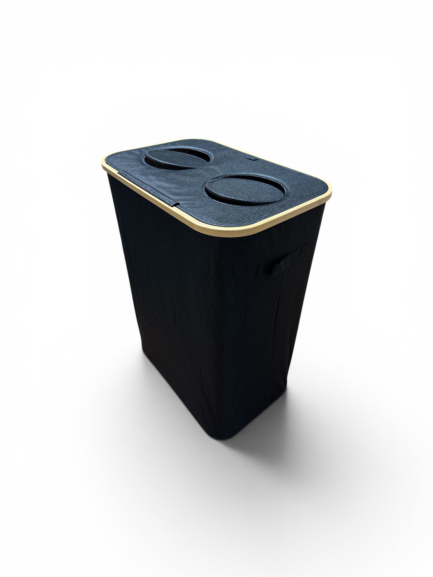 Premium Pfandflaschen-Sammelbehälter (160L) – Flaschensammler mit Bambus-Rahmen (Schwarz)