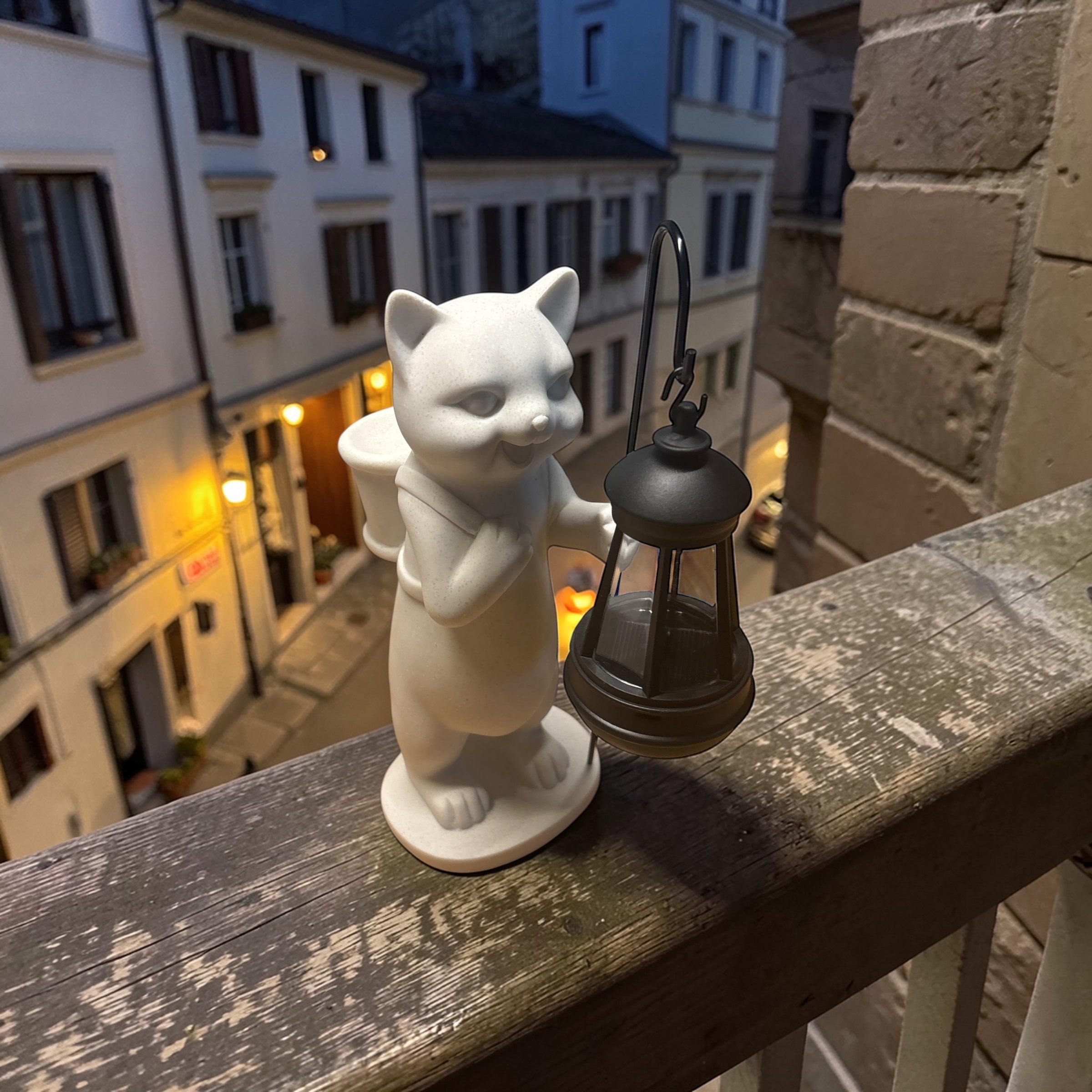 Solar Laterne Still: Katze Harz Statue, Outdoor geeignet (h 26cm),Zustand: Unbenutzt (Verpackung geöffnet)