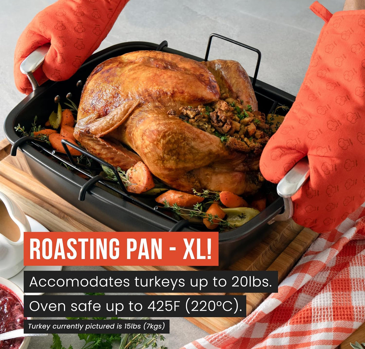 Chef Pomodoro XL Große Bratpfanne aus Karbonstahl mit U-Rost, 47 x 34 cm, Extra-Groß, Grau – Die ultimative Lösung für makellose Braten und BBQs(OVP Beschädigt)