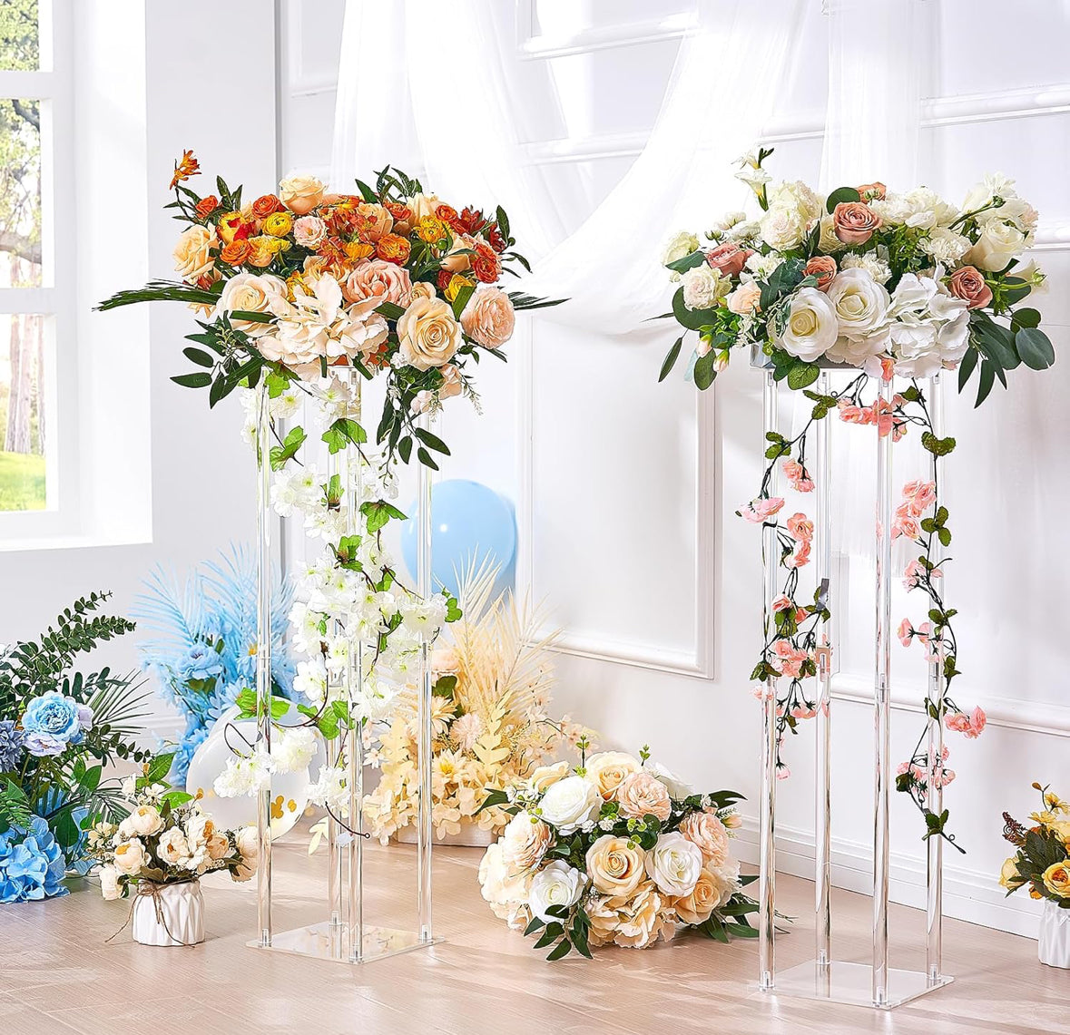 2x Hochzeit Blumenständer 80cm Transparent