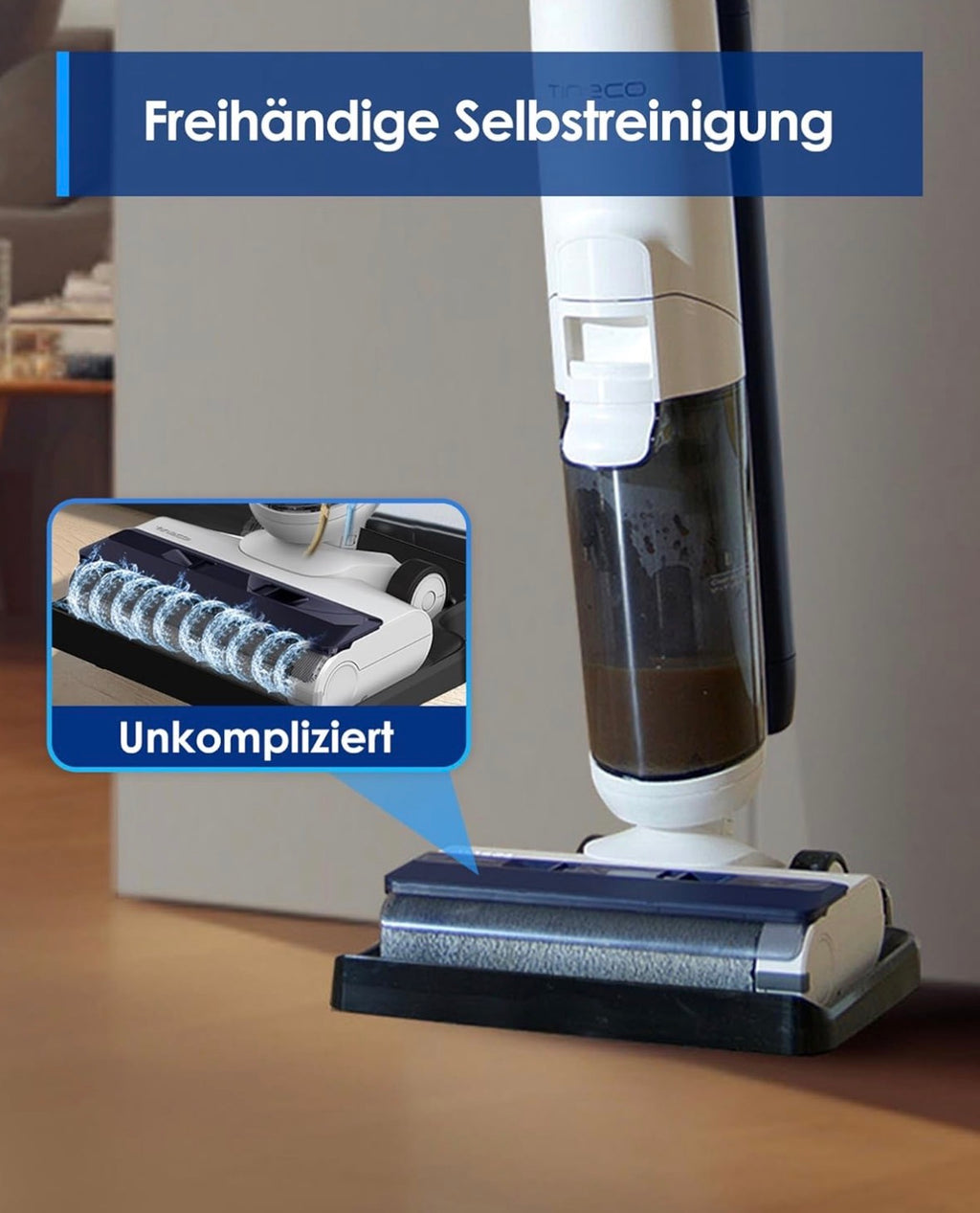 Tineco iFLOOR 5 Breeze Nass Trockensauger, EIN-Schritt-Reinigung für Hartböden, Leichtes Kabelloses Saugwischer
Selbstreinigung, Dreifache Batterielebensdauer, Kantenreinigung